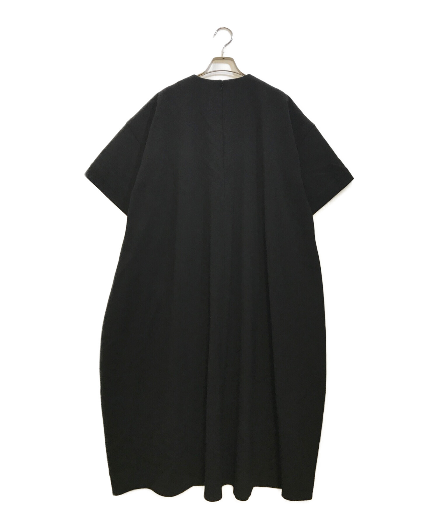ENFOLD (エンフォルド) ダブルクロス5分袖DRESS ブラック サイズ:36