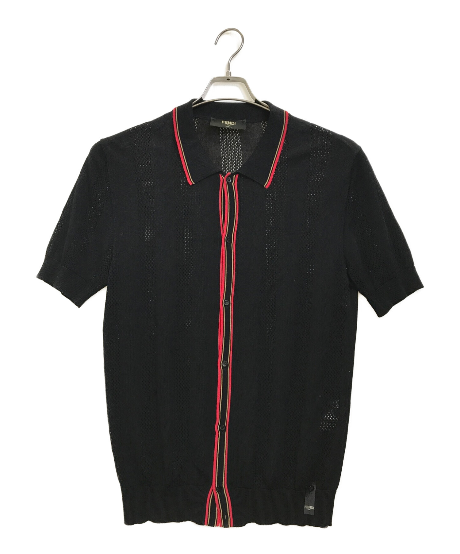 中古・古着通販】FENDI (フェンディ) メッシュストライプ柄半袖ニット 