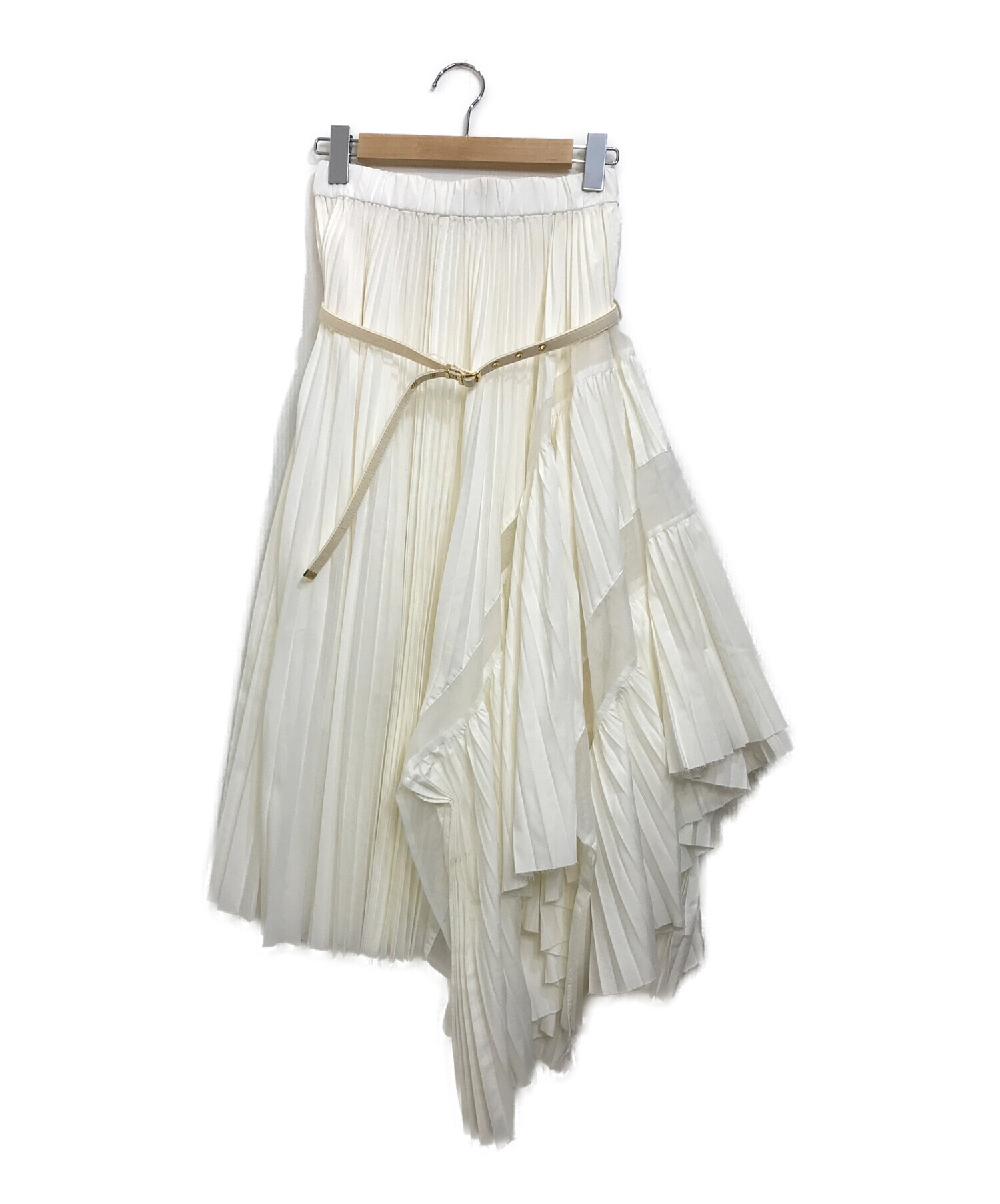 sacai (サカイ) ランダムプリーツスカート ホワイト サイズ:1