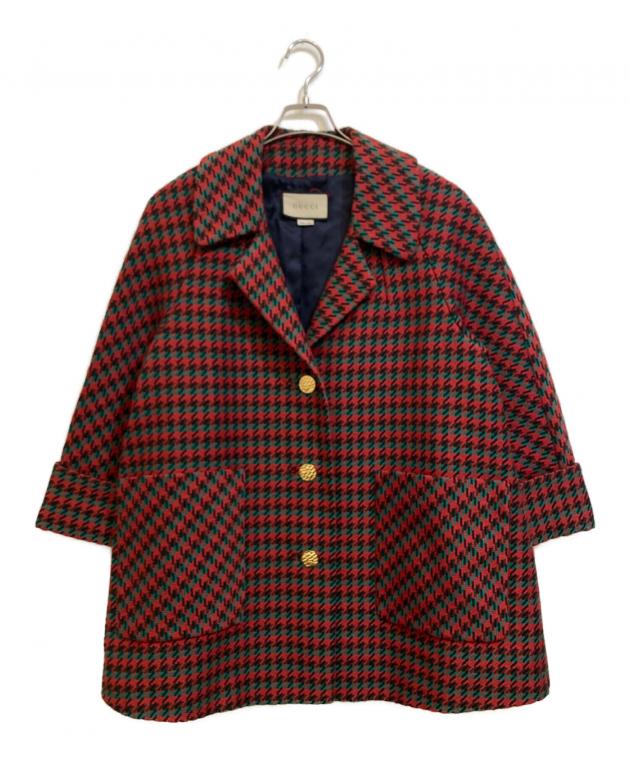 中古・古着通販】GUCCI (グッチ) ハウンドトゥースウールコート 