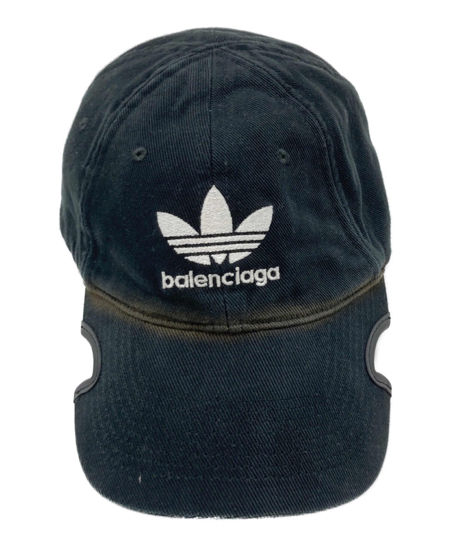 BALENCIAGA (バレンシアガ) adidas (アディダス) コラボロゴユーズド加工キャップ ブラック