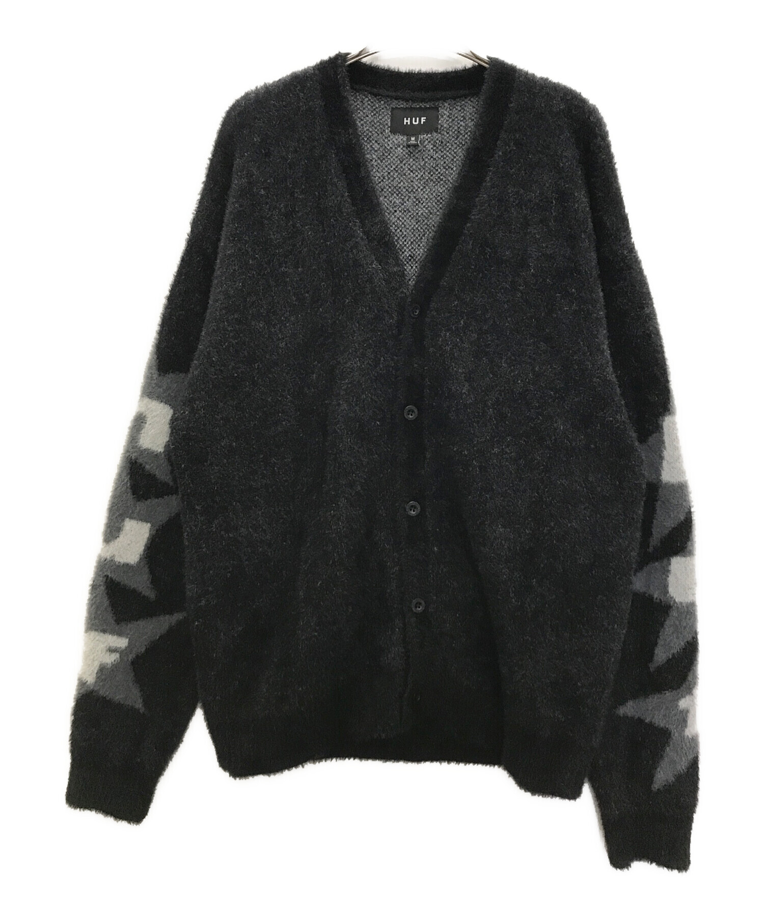 中古・古着通販】HUF (ハフ) シャギーカーディガン ブラック サイズ:M  