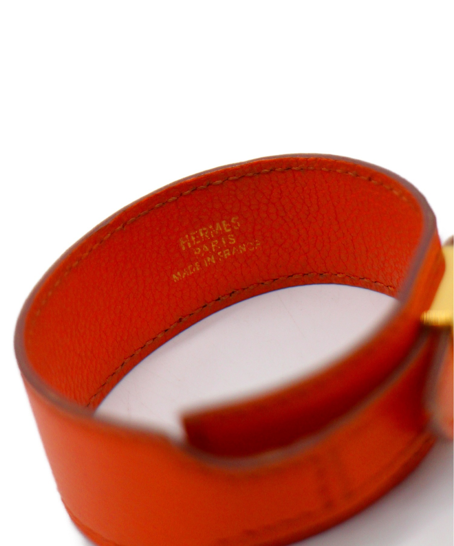 エルメス】HERMES アルテミス ブレスレット レザー オレンジ □M刻印