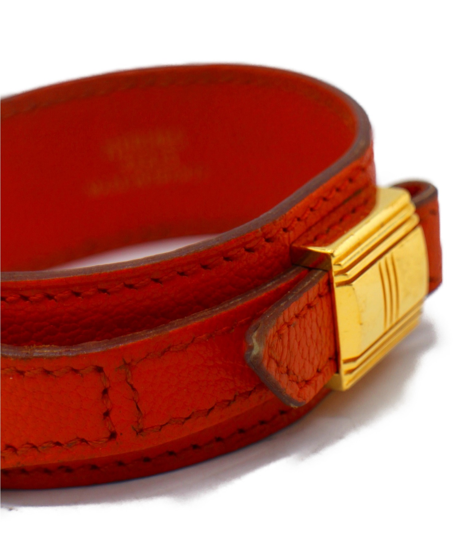 エルメス】HERMES アルテミス ブレスレット レザー オレンジ □M刻印