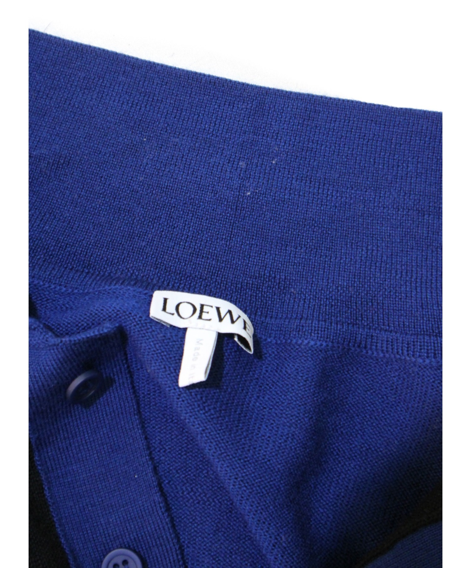 LOEWE (ロエベ) ロゴ刺繍ポロシャツ ブルー×ブラック サイズ:XS