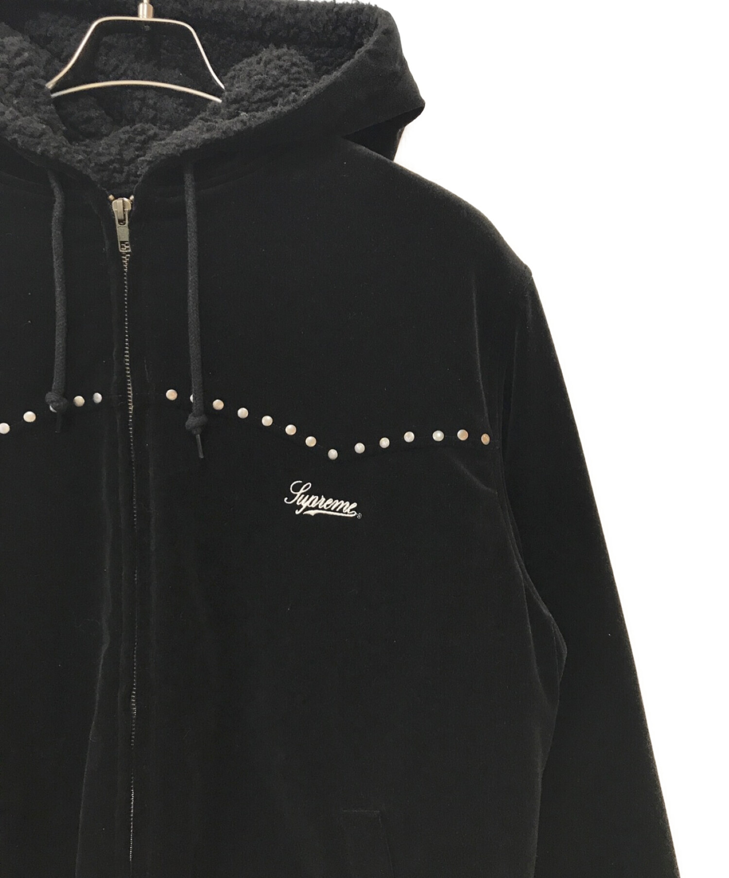 SUPREME シュプリーム Studded Velvet Hooded Work Jacket ブラック サイズ:L
