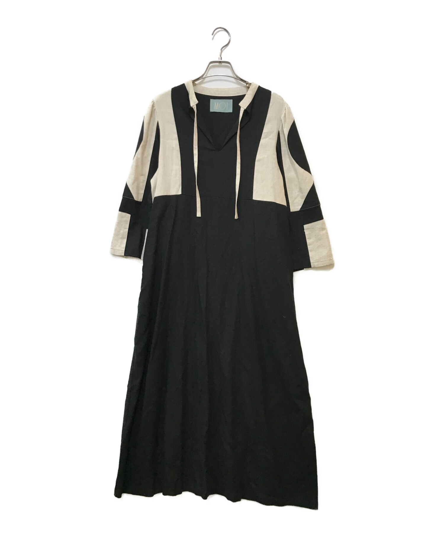 中古・古着通販】MOI (モイ) レーヨンリネンワンピース ブラック 