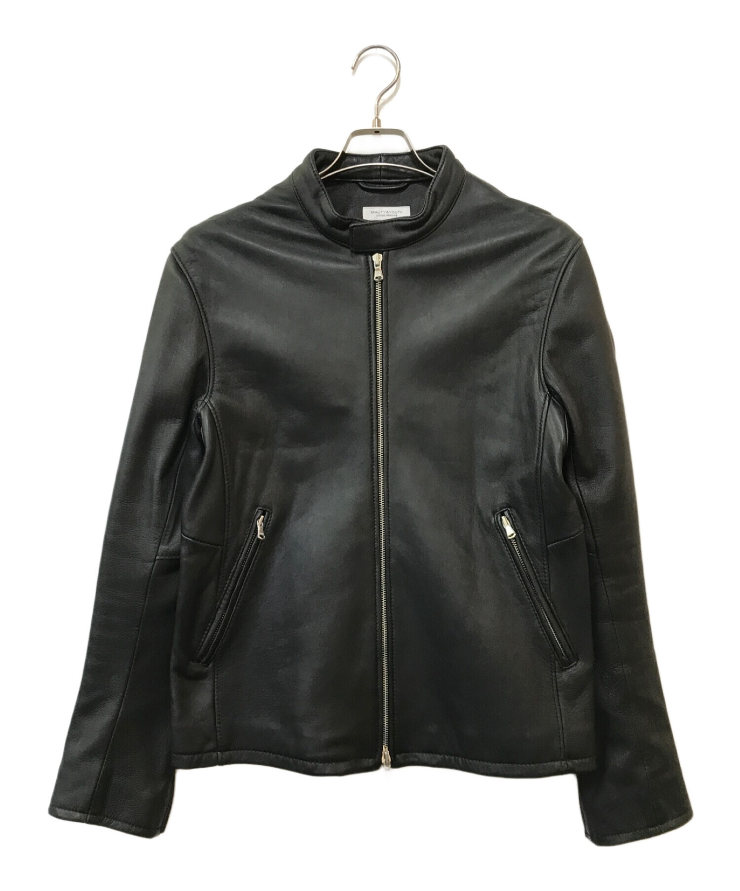 BEAUTY&YOUTH レザーシングルライダースジャケット L 黒 シープレザー