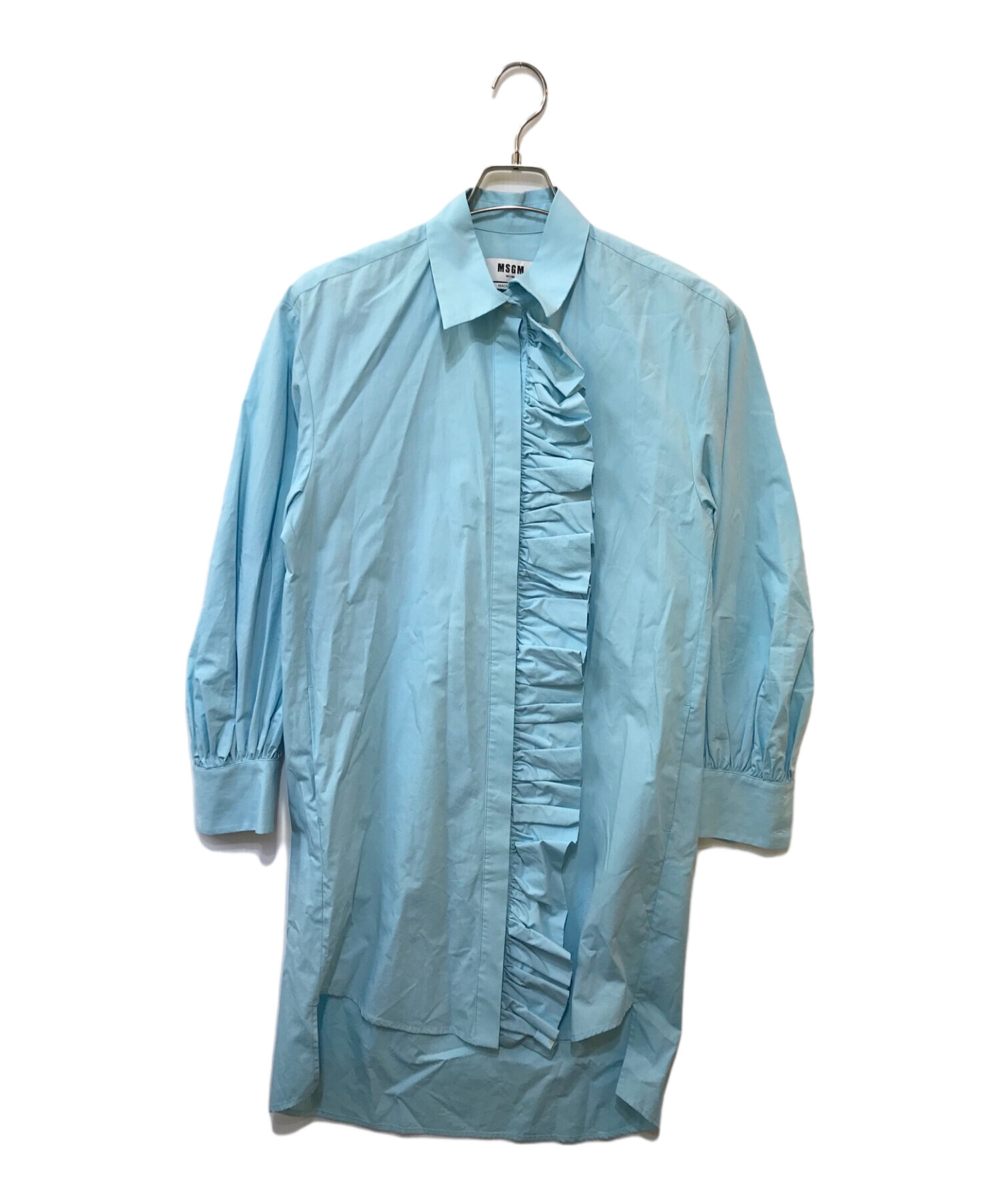 中古・古着通販】MSGM (エムエスジーエム) フリルロングシャツブラウス  