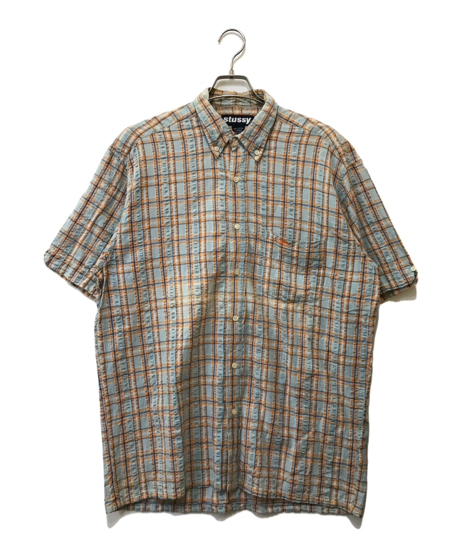 中古・古着通販】stussy (ステューシー) シアサッカーシャツ ブルー  