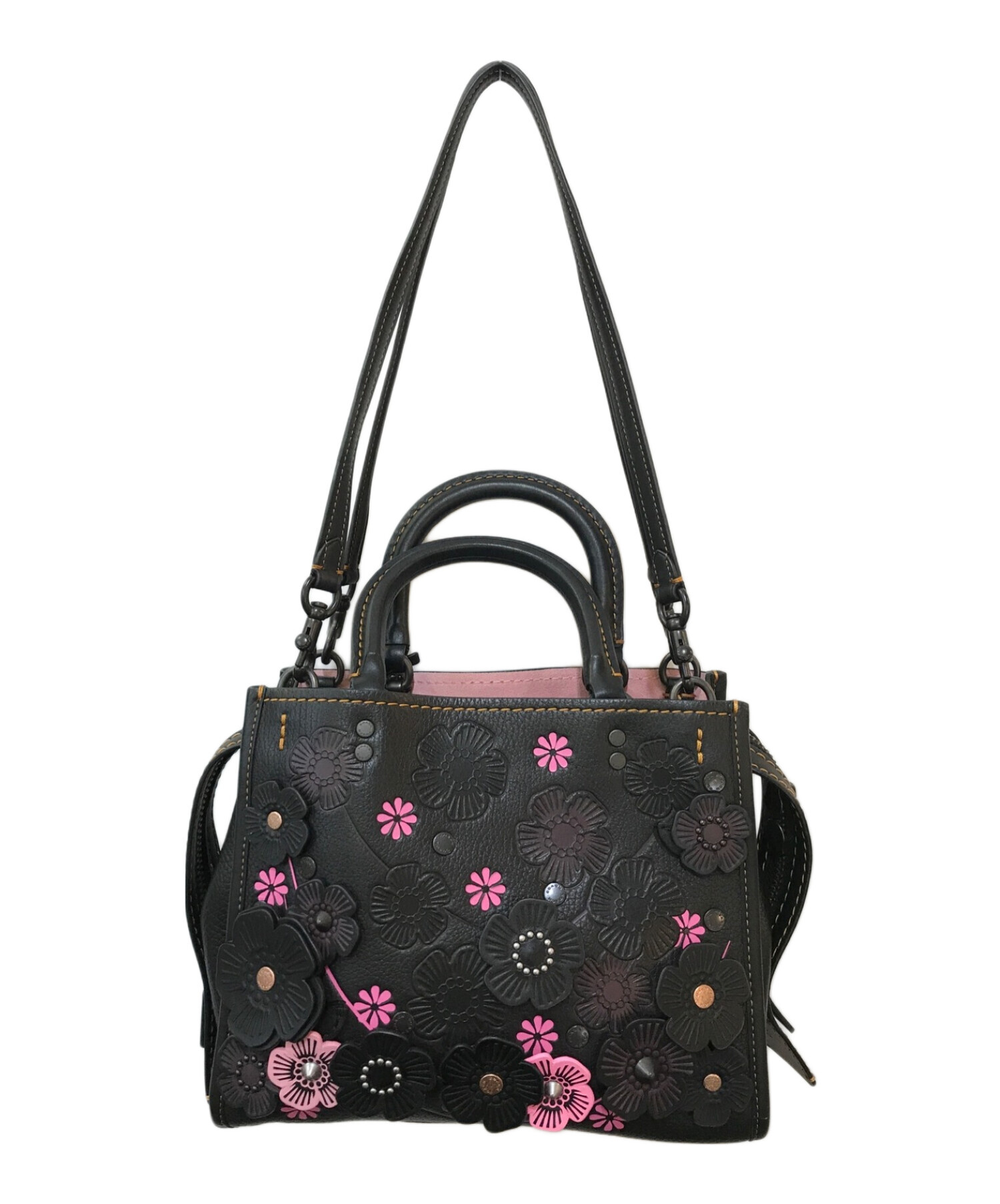 コーチ ローグ25 ウィズ ティーローズ ブラック ピンク 公式】COACH