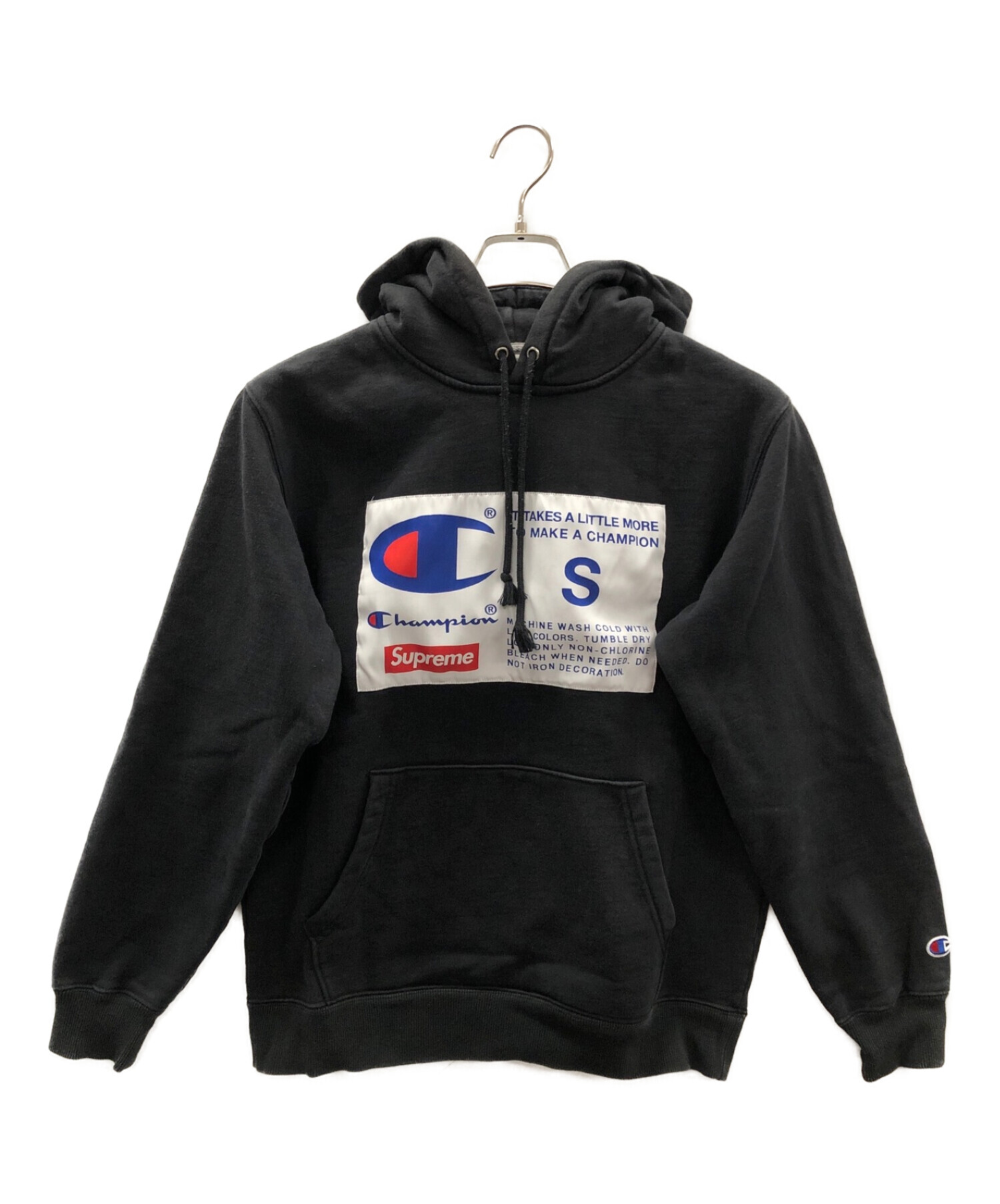 SUPREME×Champion (シュプリーム×チャンピオン) 18AW Label Hooded Sweatshirt ブラック サイズ:S