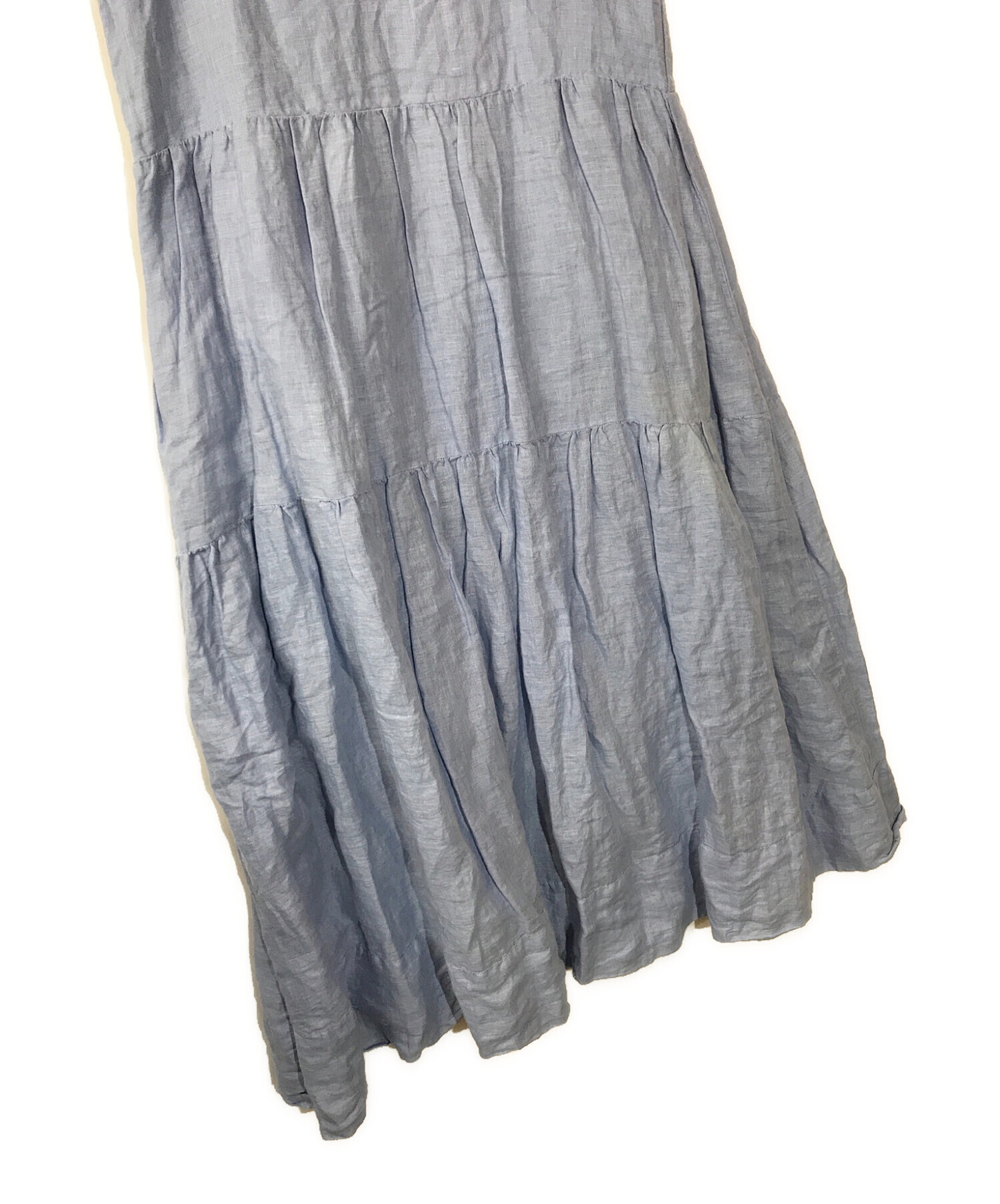 Ron Herman × CP SHADES (ロンハーマン×シーピーシェイズ) Gia V Neck Tiered Linen Dress　 リネンドレスノースリーブワンピース ブルー サイズ:XS