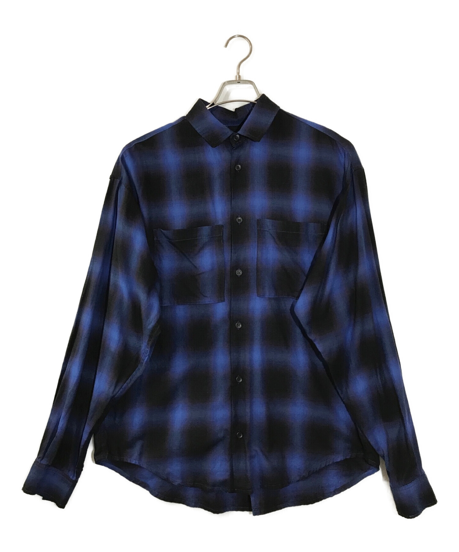 中古・古着通販】RIN (リン) オンブレチェックシャツ ネイビー サイズ 