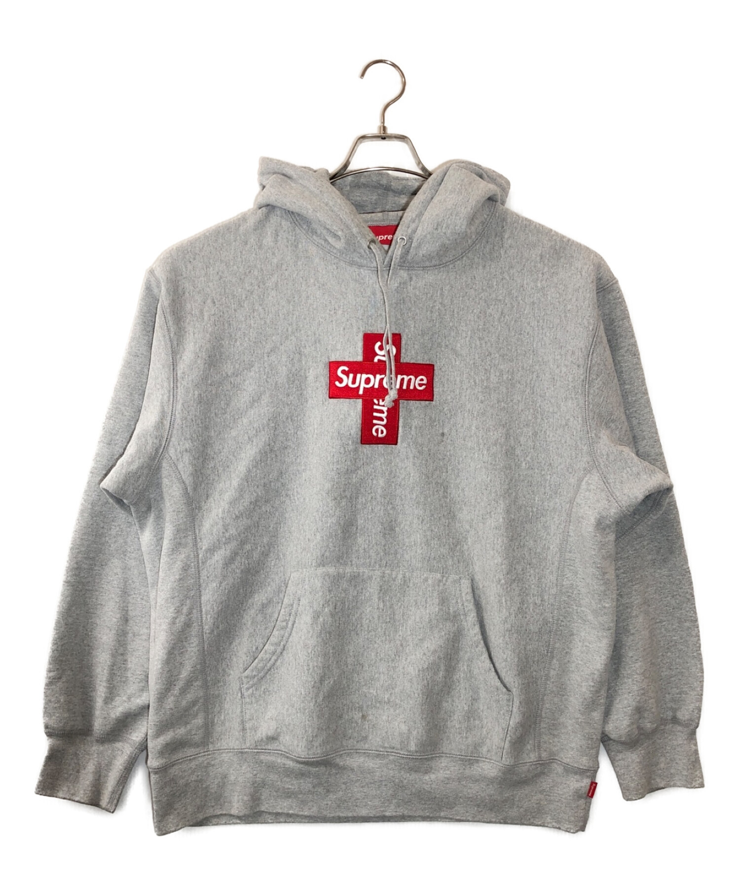 Supreme (シュプリーム) Cross Box Logo Hooded Sweatshirt クロスボックスロゴフーデッドスウェットシャツ  グレー サイズ:L