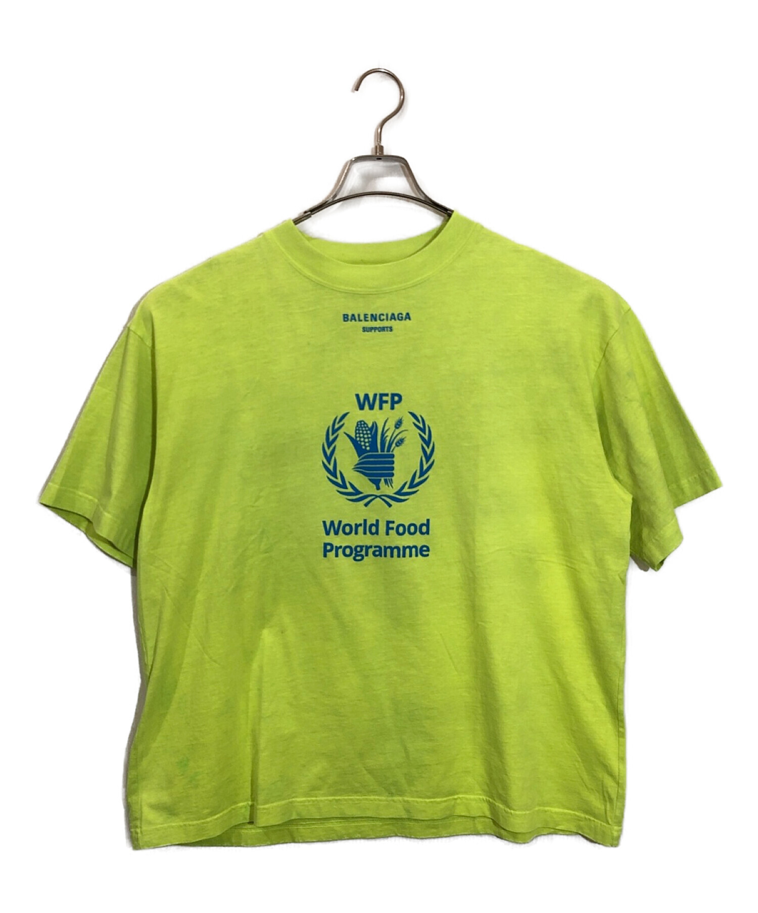 BALENCIAGA (バレンシアガ) 『世界の飢餓撲滅』 WFPプリントTシャツ 黄緑 サイズ:Ⅿ