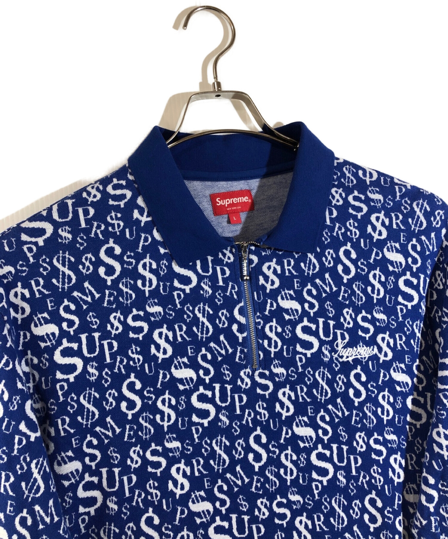 supreme Currency Jacquard Zip L S Polo - ポロシャツ