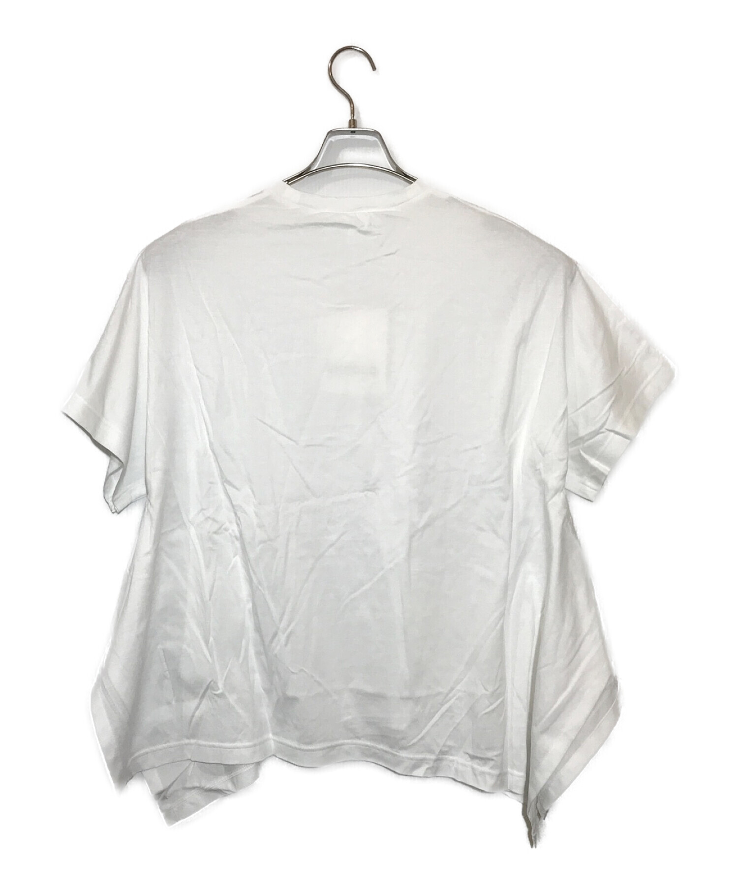 ENFOLD (エンフォルド) ソフトシルケット天竺 スクエアドレープ Tシャツ ホワイト サイズ:３８ 未使用品