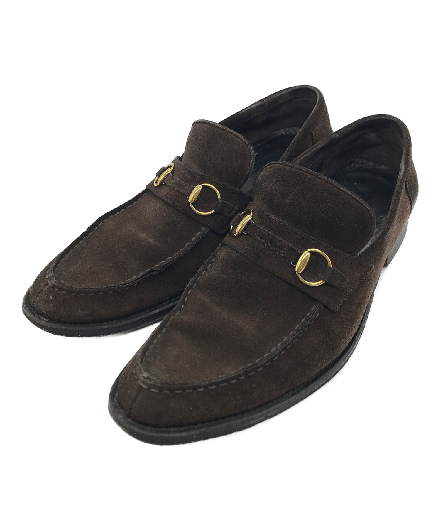 中古・古着通販】GUCCI (グッチ) スウェードローファー ブラウン 