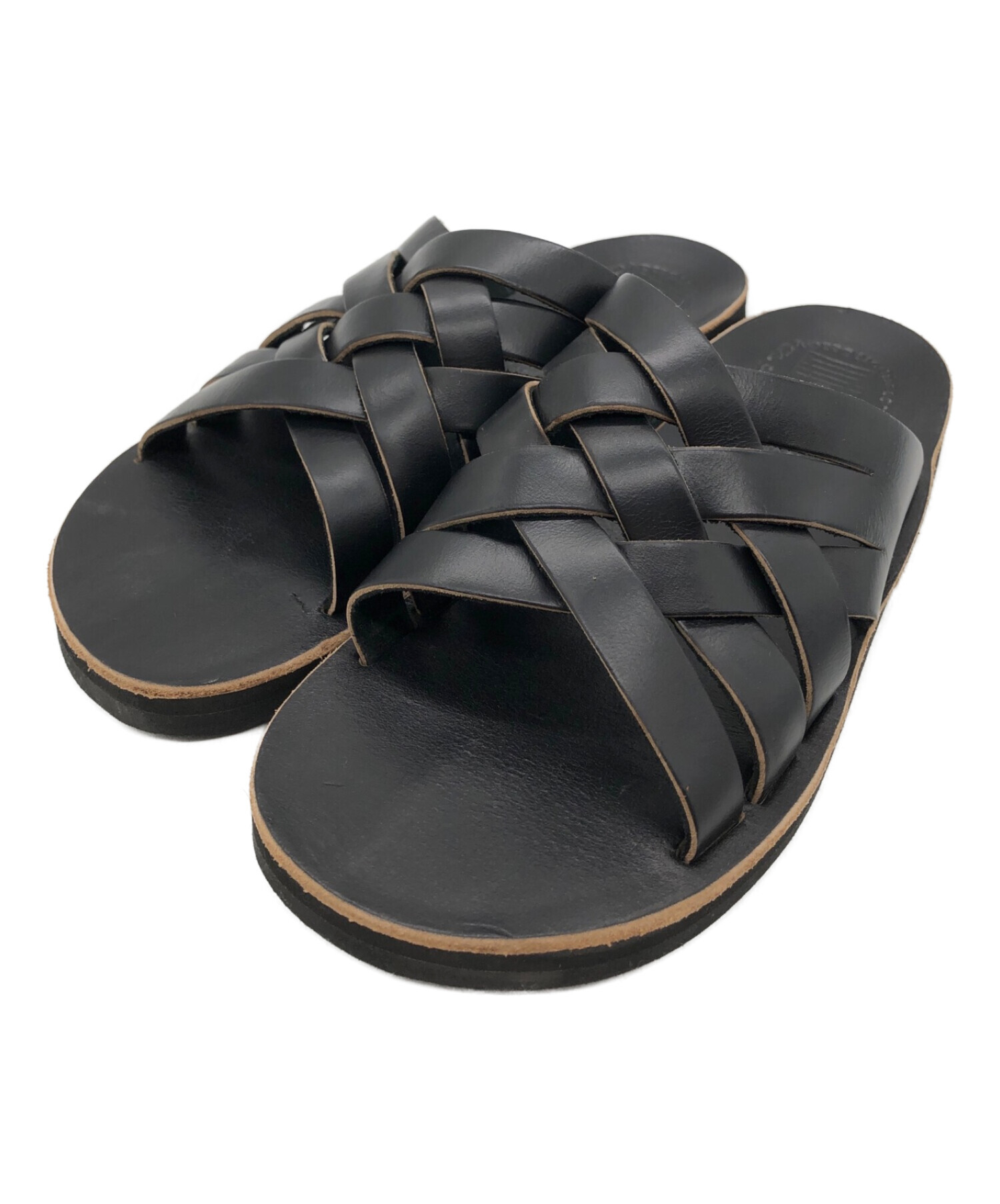 THE SANDALMAN (ザサンダルマン) ウィーブ クロムエクセルレザーサンダル ブラック サイズ:9