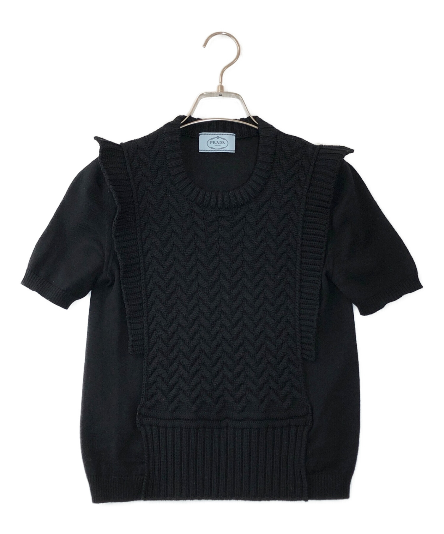 中古・古着通販】PRADA (プラダ) 半袖ニット ブラック サイズ:38 