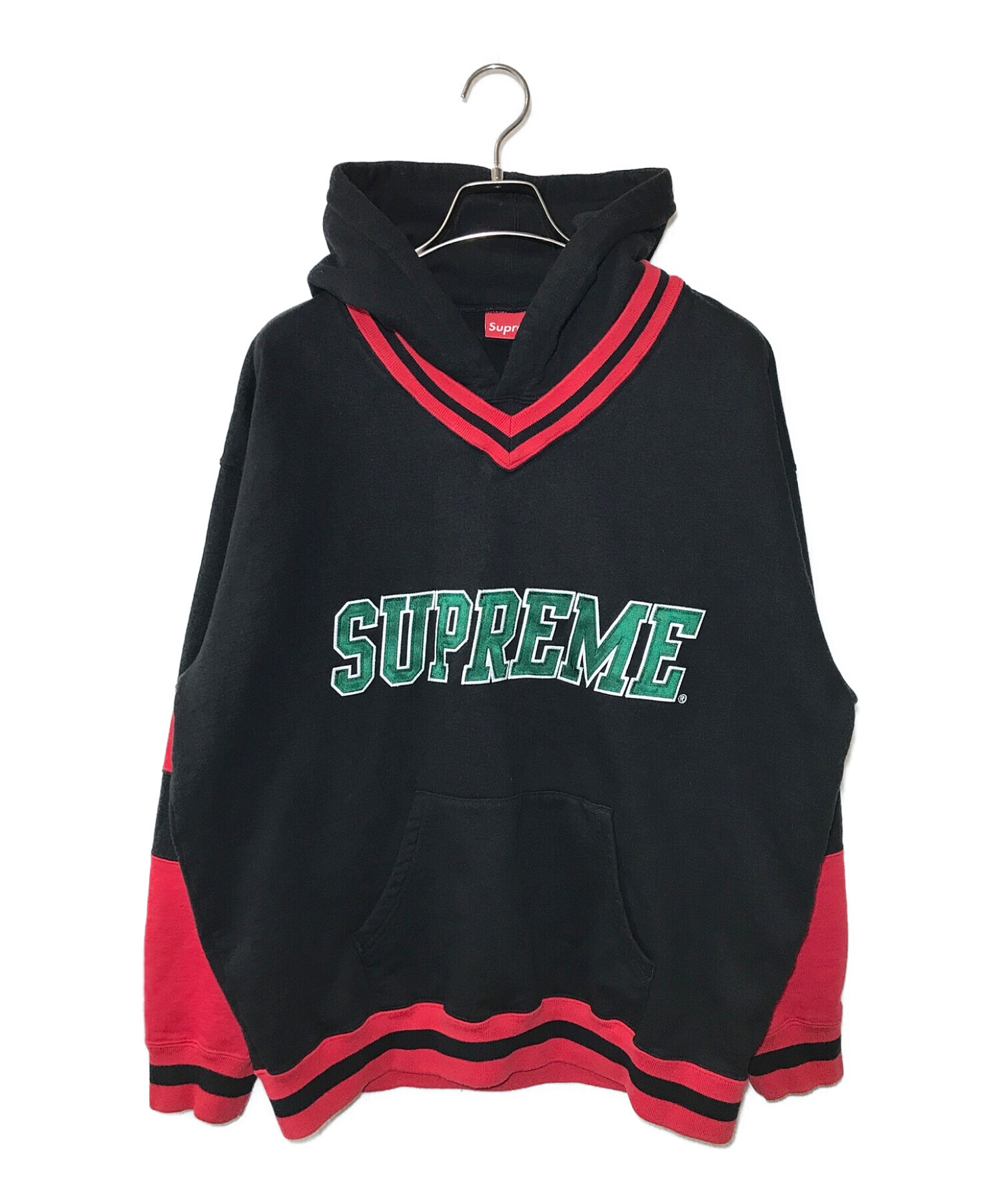 Supreme (シュプリーム) ホッケーフーデッドスウェットシャツ レッドブラック サイズ:M