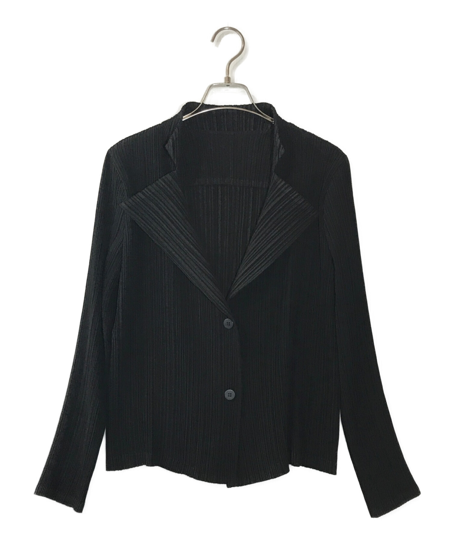 ISSEY MIYAKE (イッセイミヤケ) プリーツテーラードジャケット ブラック サイズ:2