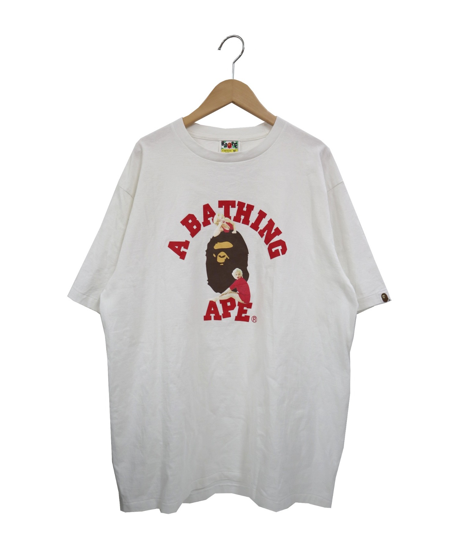 A BATHING APE×Marilyn Monroe (アベイシングエイプ×マリリン・モンロー) コラボマリリンモンローコーラジュプリントTシャツ  ホワイト サイズ:XL