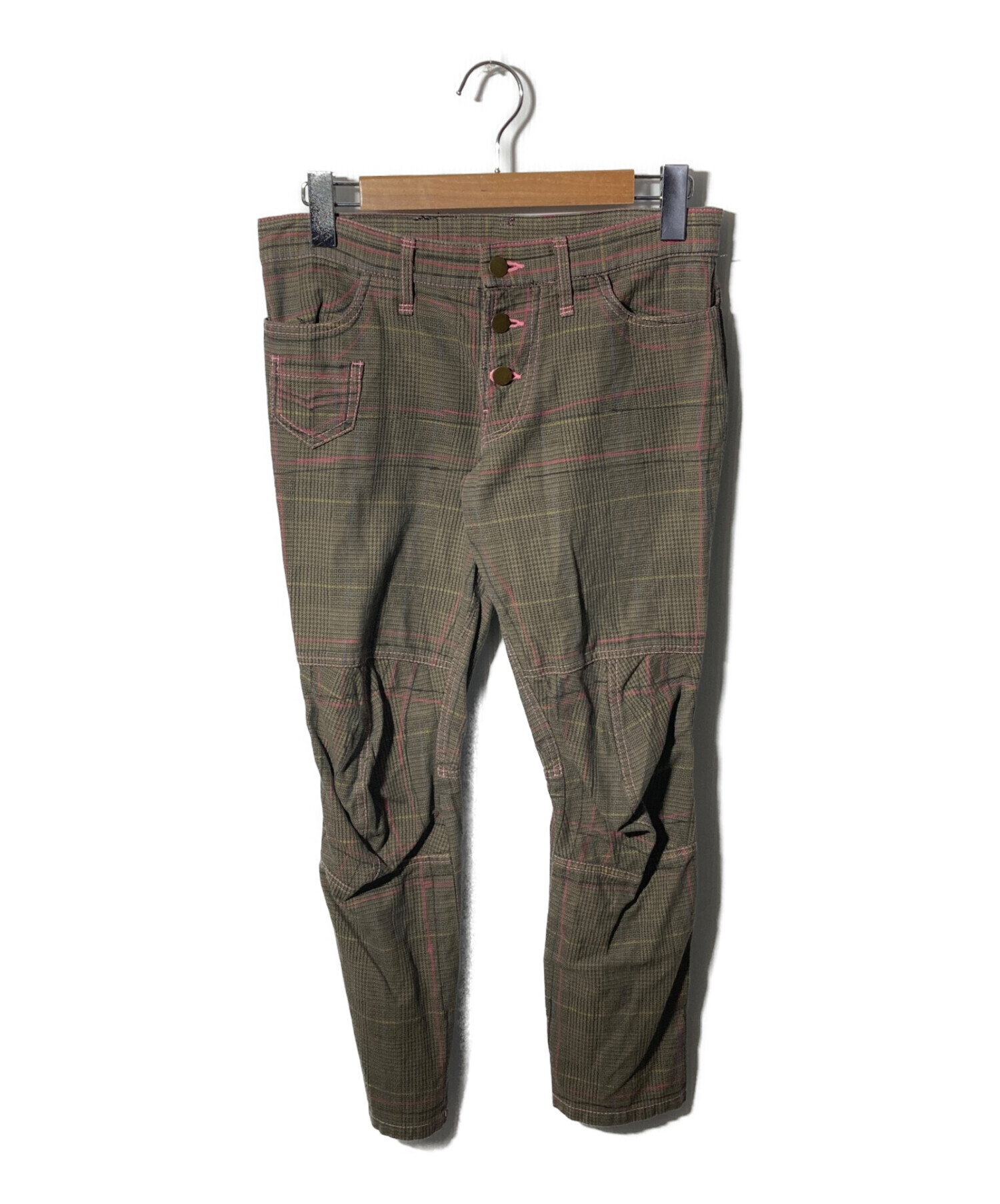 中古・古着通販】Nemeth (ネメス) 立体裁断チェックパンツ ブラウン 