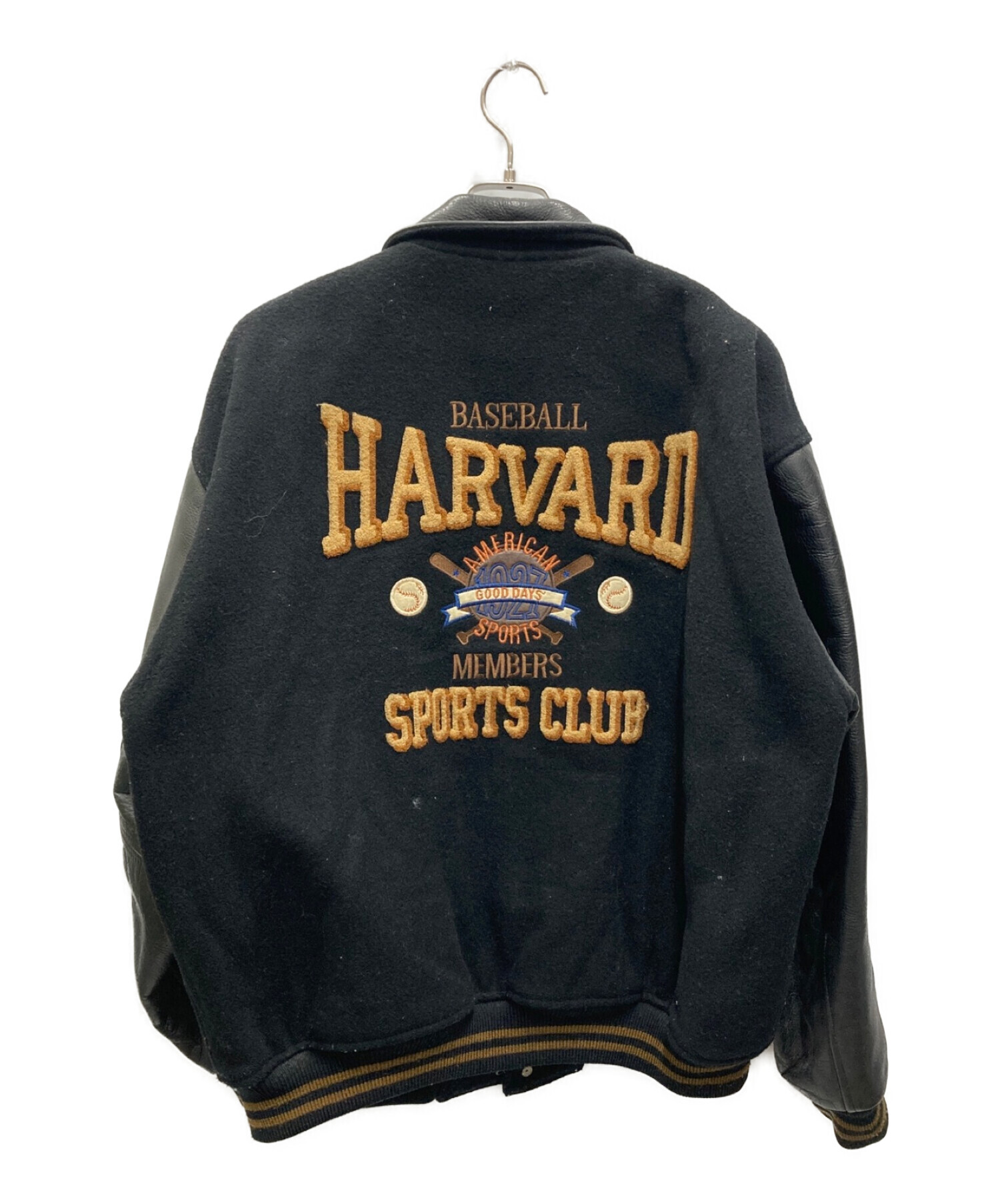 Harvard ワッペン刺繍＆背面ロゴ カレッジスタジャン レザースリーブ