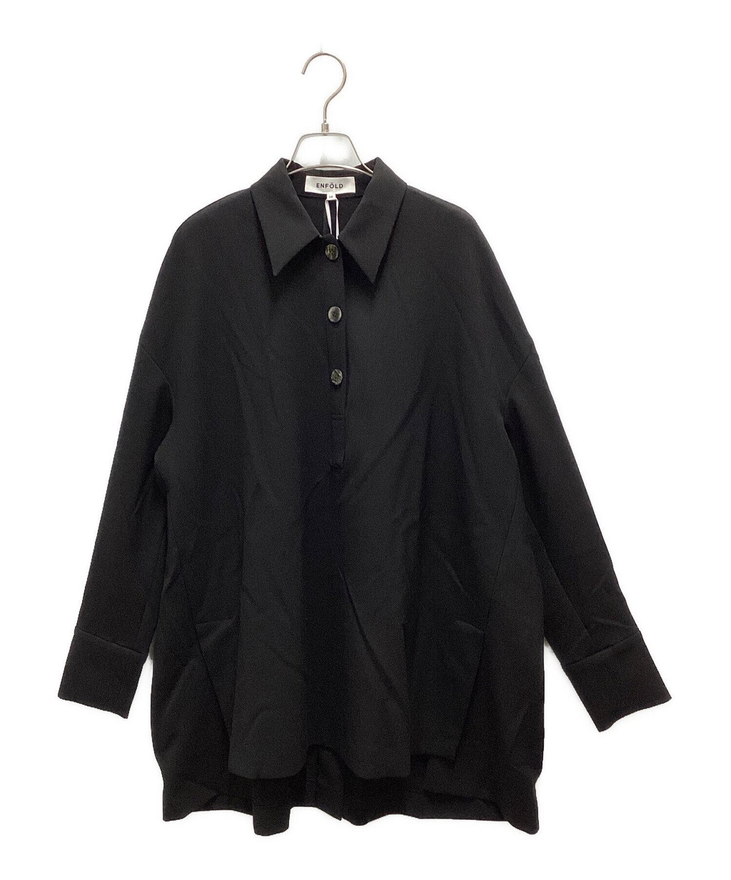 ENFOLD (エンフォルド) ダブルクロスカーブアームポロシャツ ブラック サイズ:38