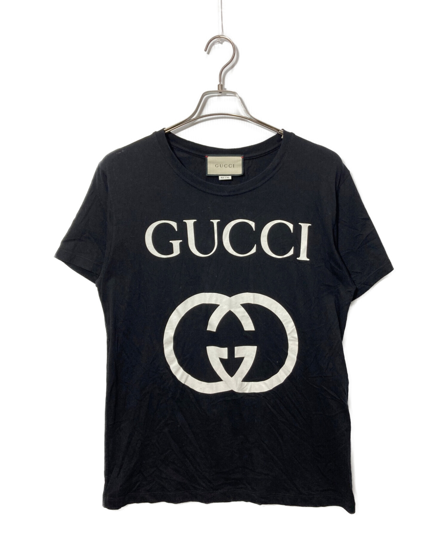 GUCCI (グッチ) インターロッキングG コットン オーバーサイズ Tシャツ ブラック サイズ:XS