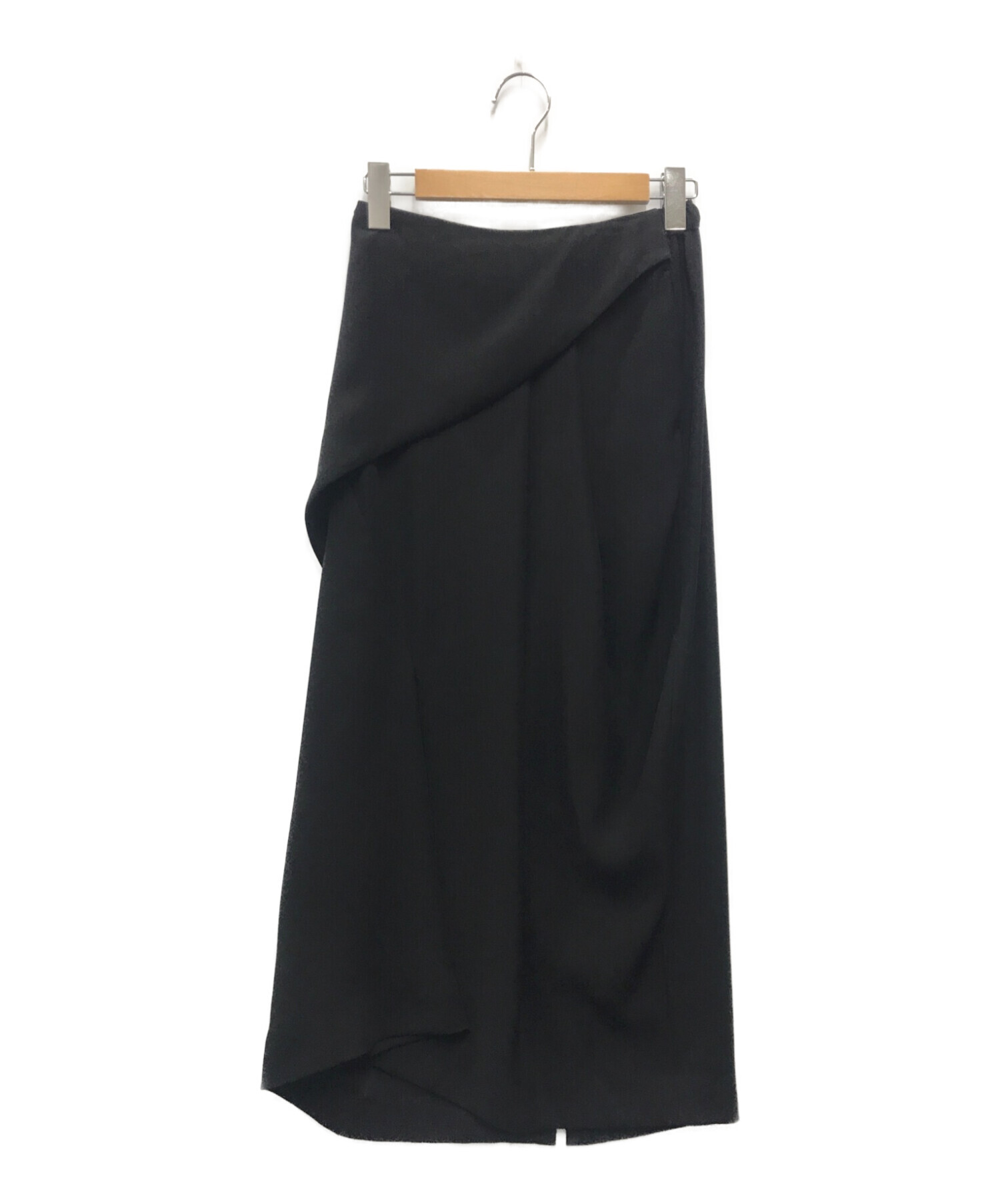 ENFOLD (エンフォルド) ライトダブルサテン タックドレープスカート ブラック サイズ:38