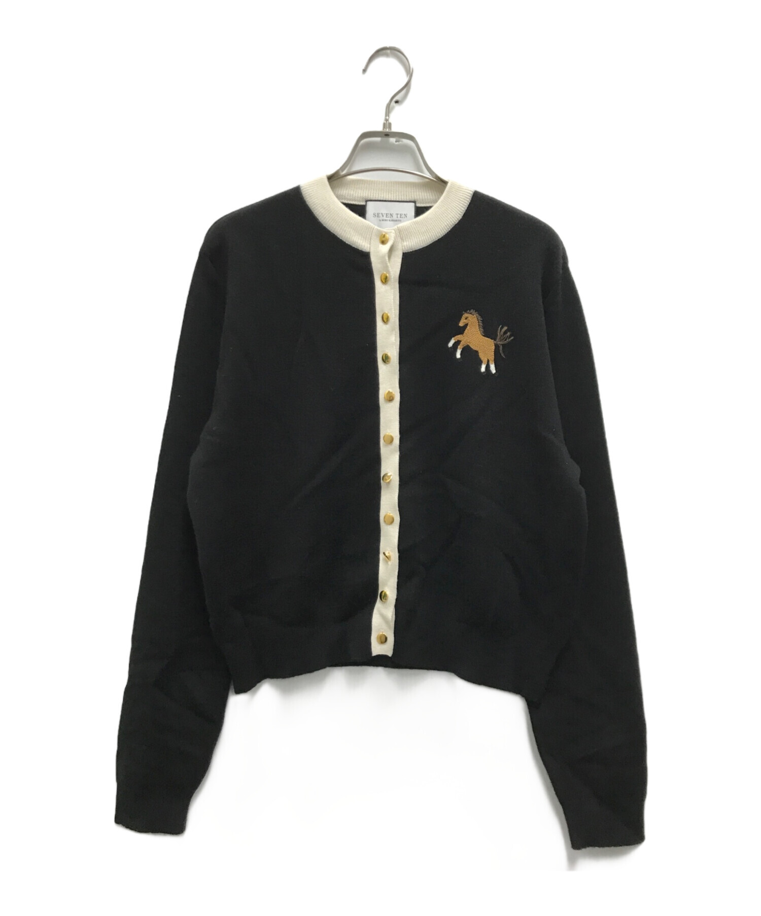 SEVEN TEN セブンテン ホース 刺繍 カーディガン ブラック