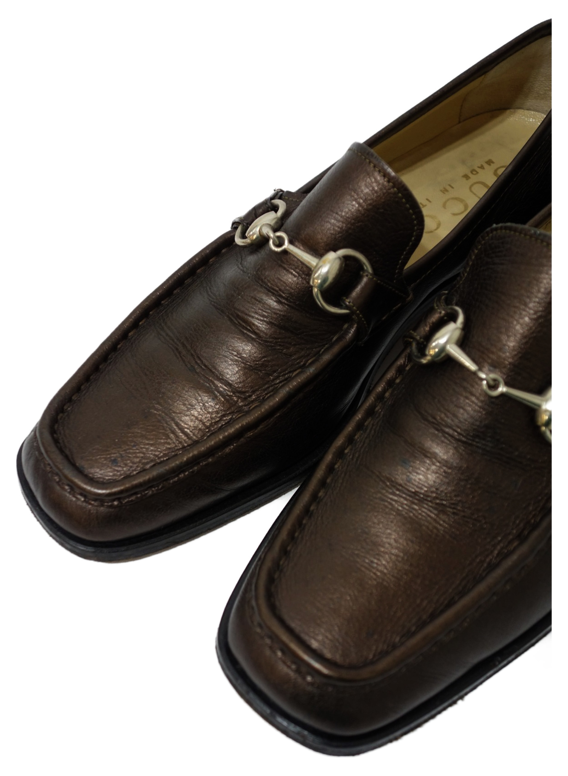 中古・古着通販】GUCCI (グッチ) ホースビットローファー ブラウン 