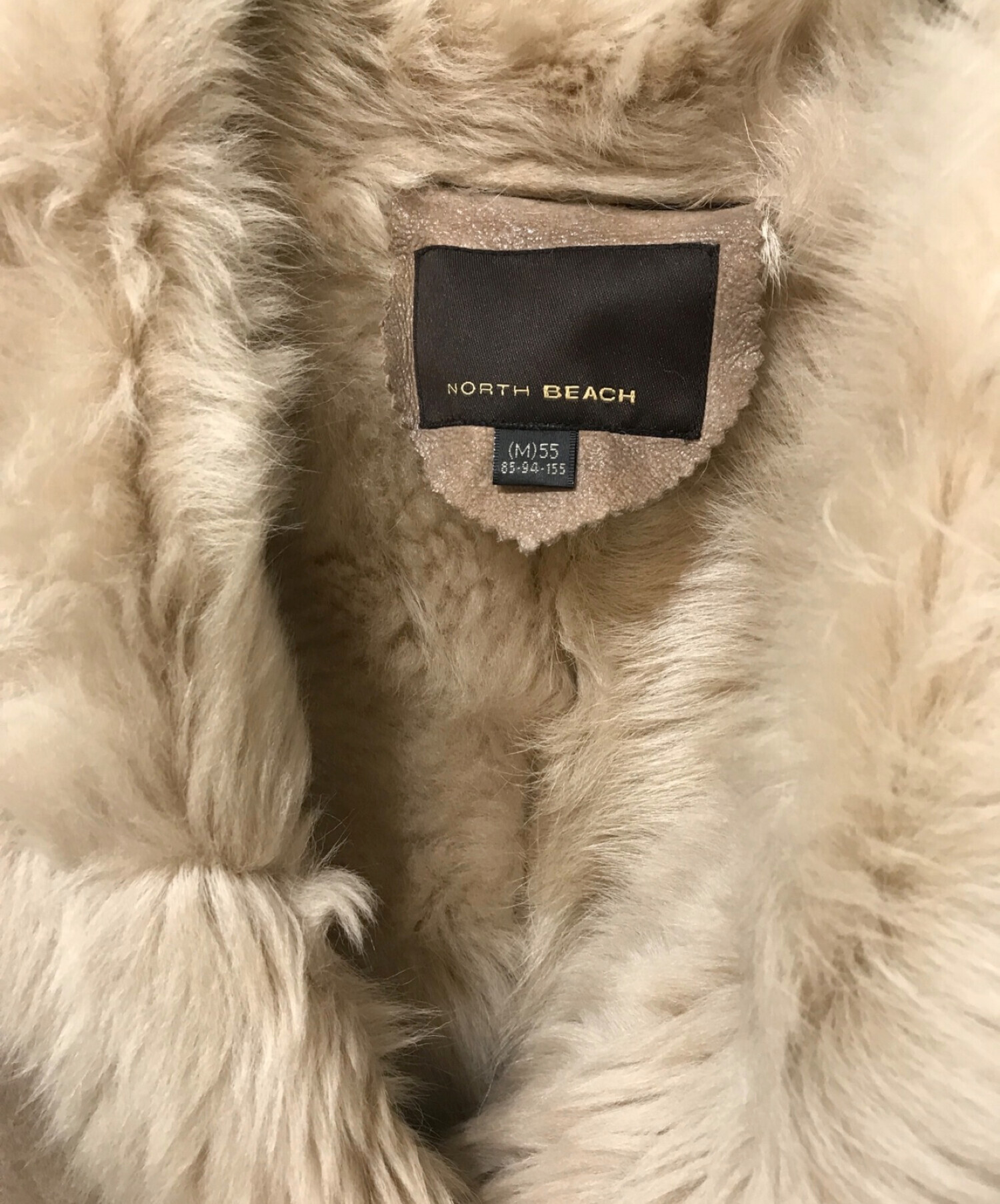 ノースビーチ ムートンコート コート ベルト付き Ｌサイズ 羊革 ミンク