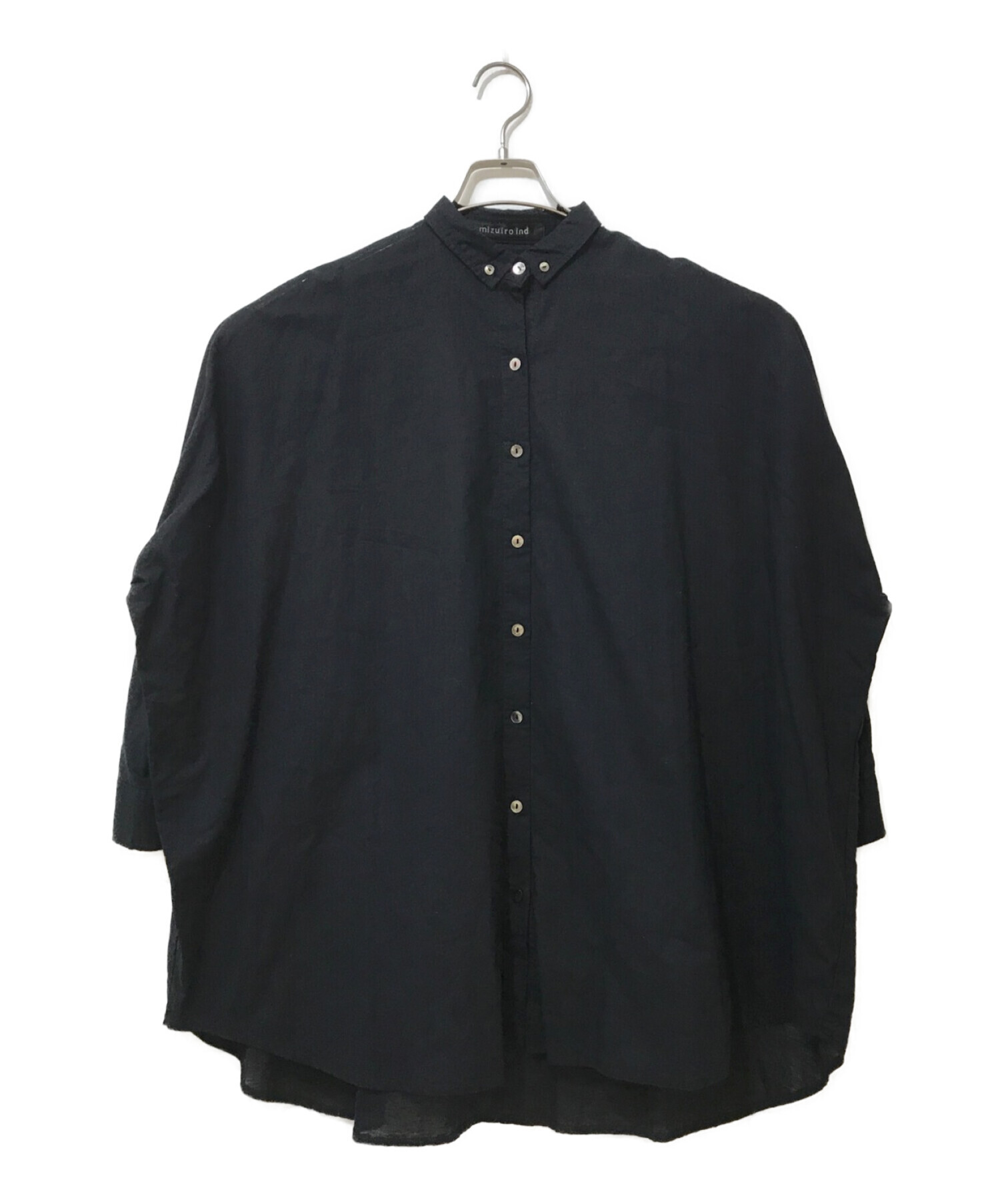 mizuiro-ind (ミズイロインド) リネンブレンドオーバーサイズシャツ ブラック サイズ:記載なし