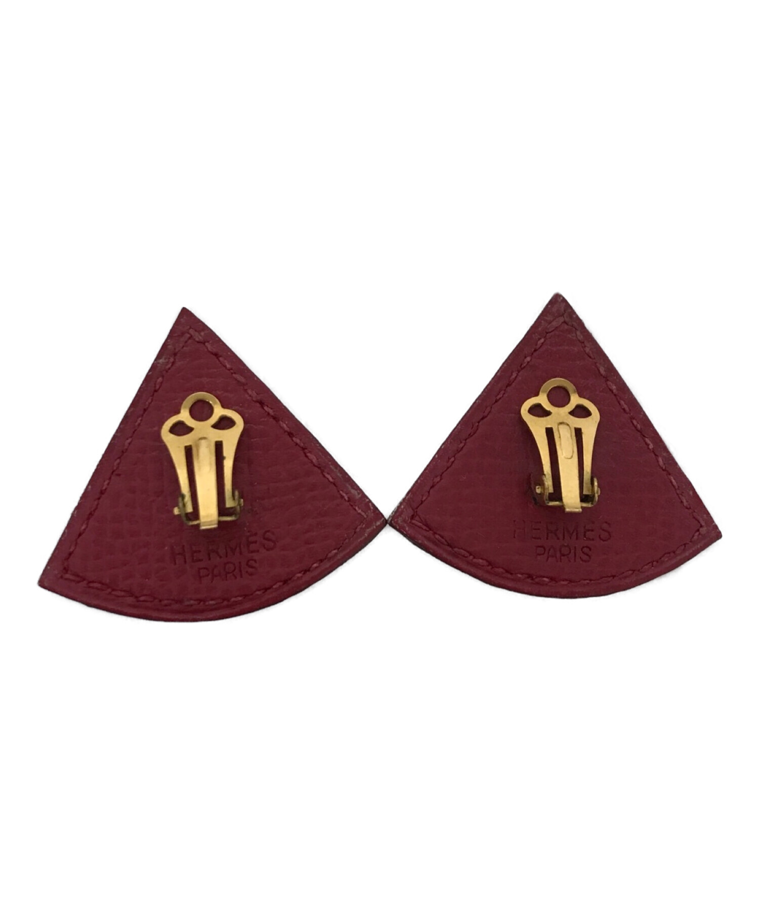 中古・古着通販】HERMES (エルメス) トライアングルイヤリング レッド  