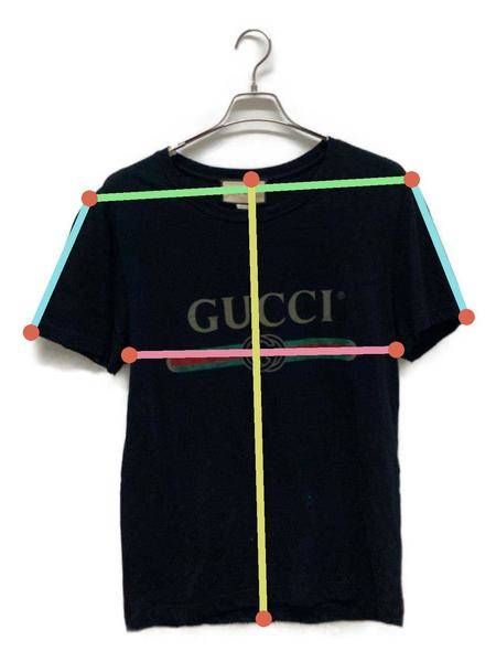 【中古・古着通販】GUCCI (グッチ) ロゴプリントTシャツ ブラック
