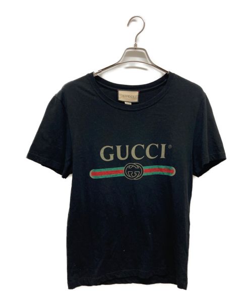 【中古・古着通販】GUCCI (グッチ) ロゴプリントTシャツ ブラック