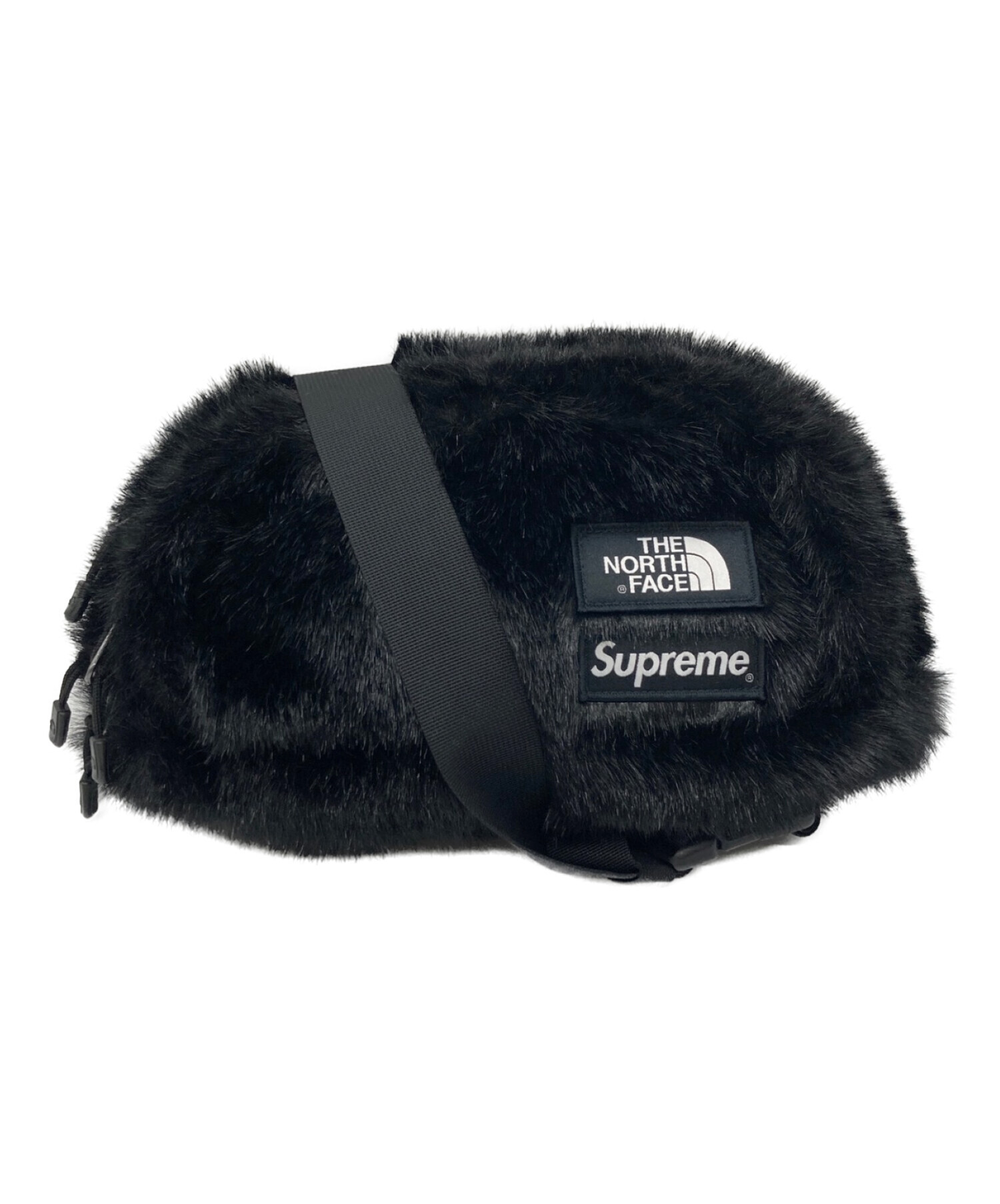 黒　supreme northface faux fur waist bag