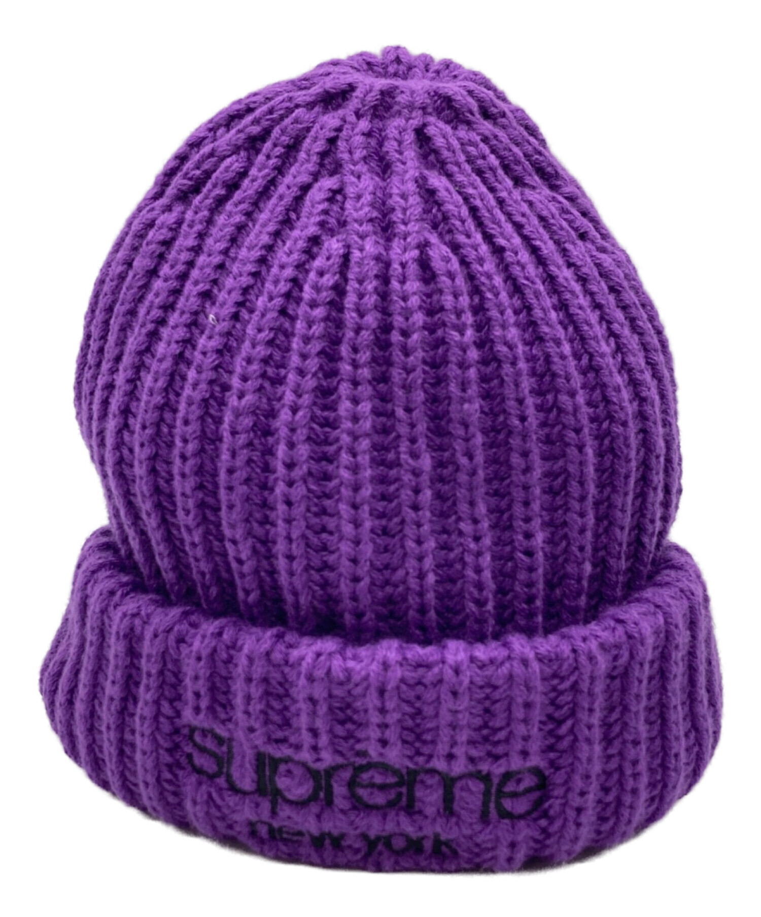 Supreme Classic Logo Chunky Ribbed 紫ビーニー