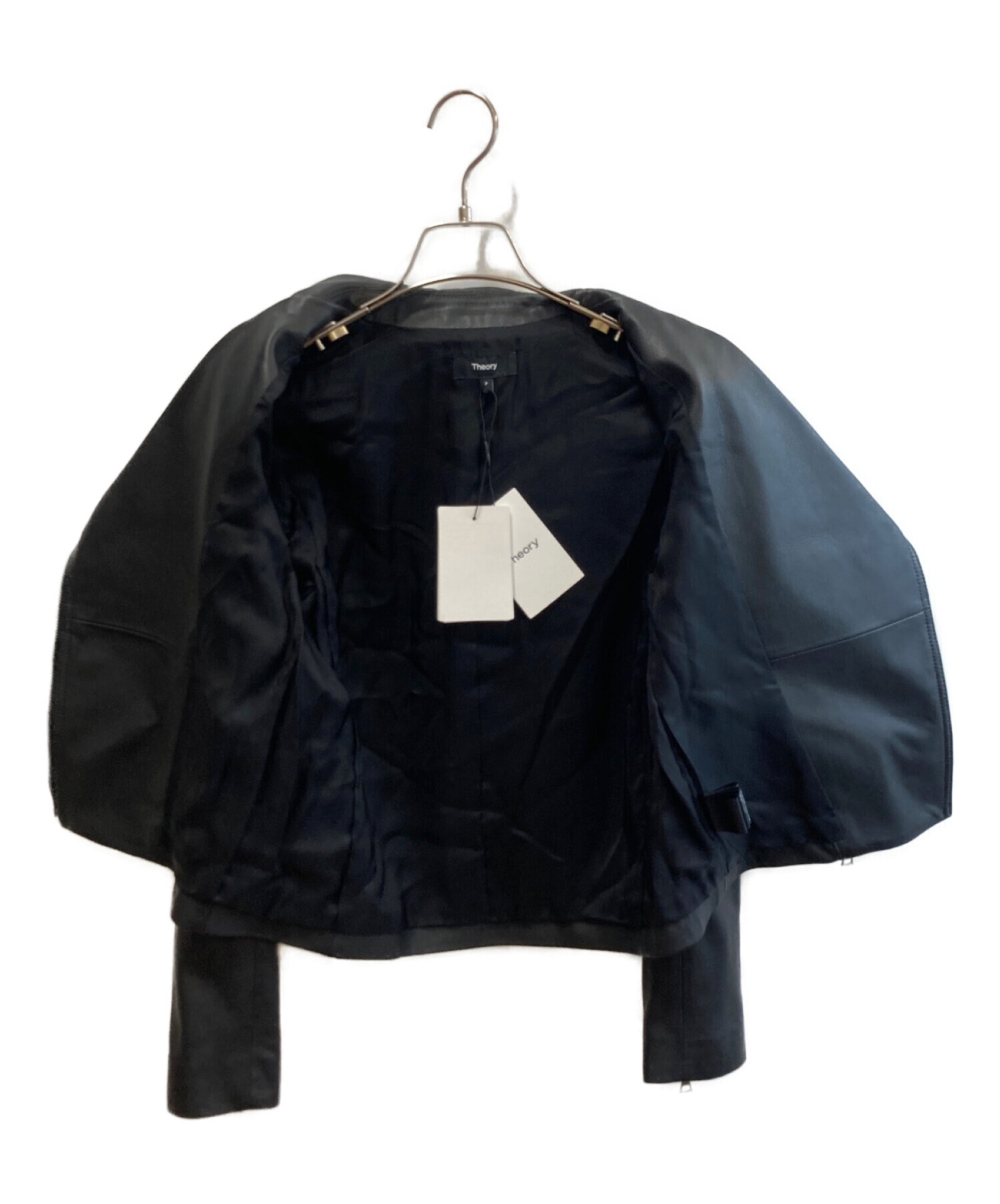 中古・古着通販】theory (セオリー) レザージャケット ブラック サイズ 