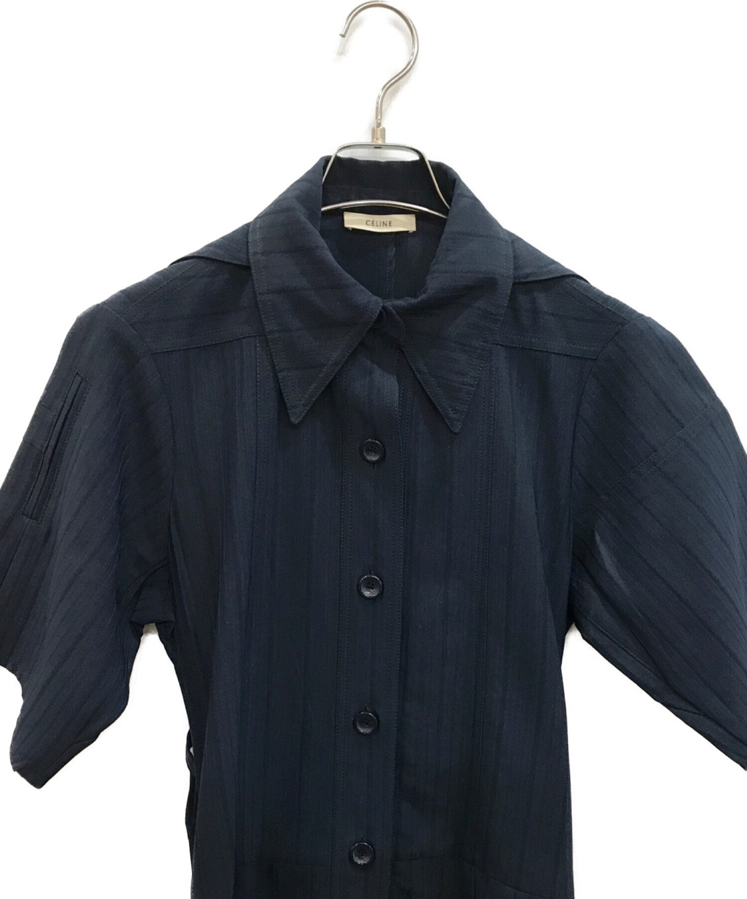 中古・古着通販】CELINE (セリーヌ) シャツワンピース ネイビー サイズ 