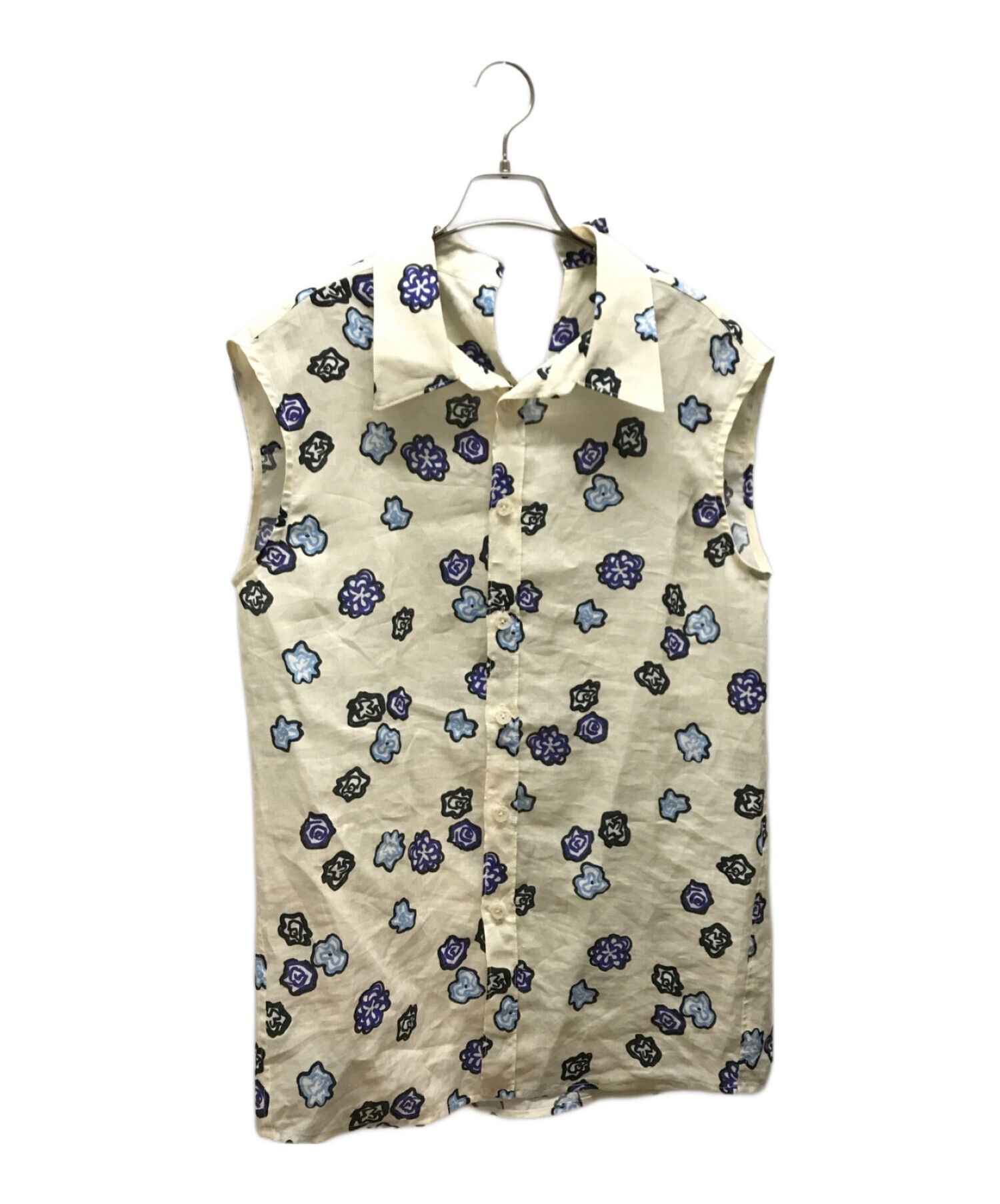 中古・古着通販】MARNI (マルニ) リネンノースリーブシャツ ホワイト 