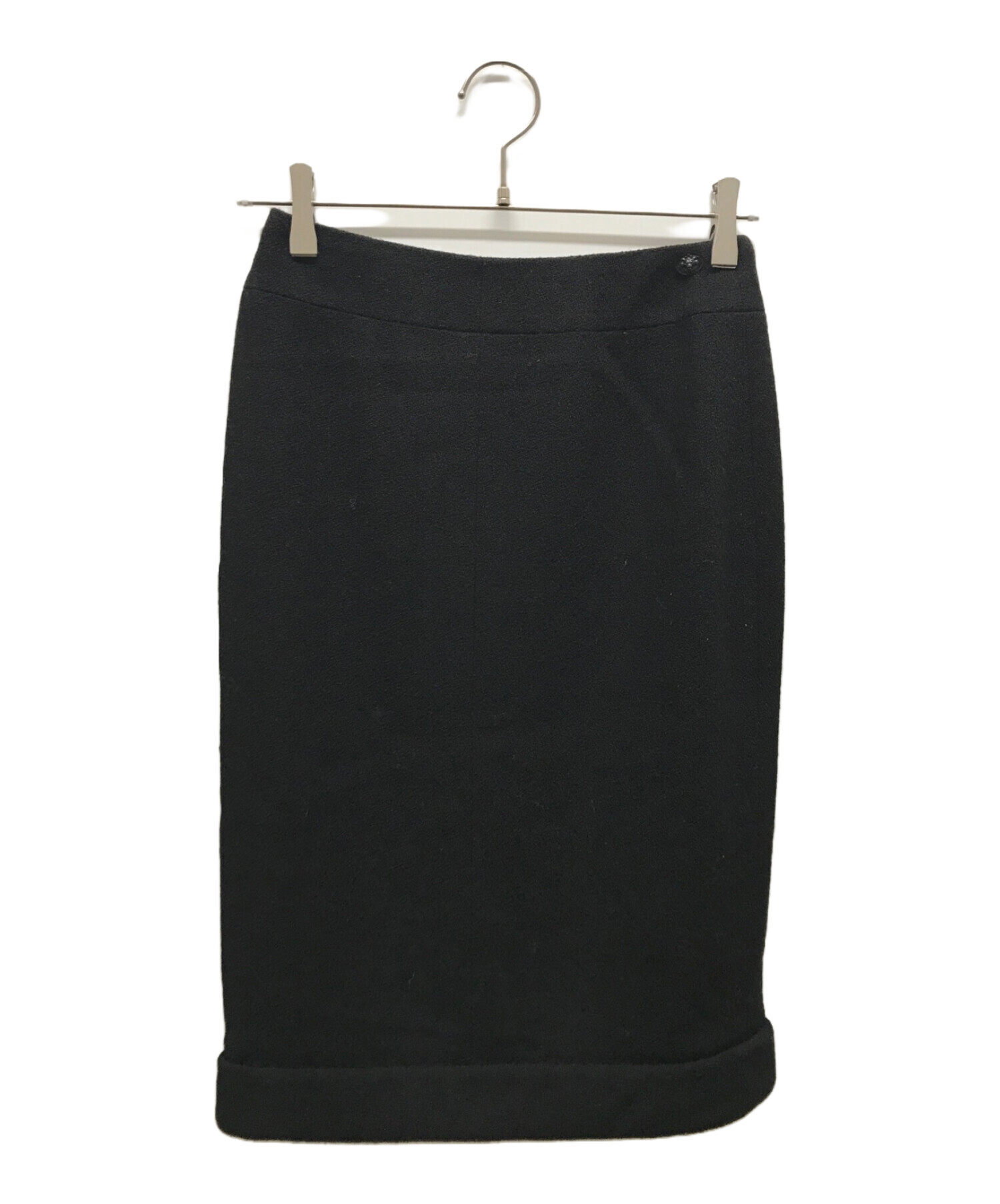 中古・古着通販】CHANEL (シャネル) ウールスカート ブラック サイズ  