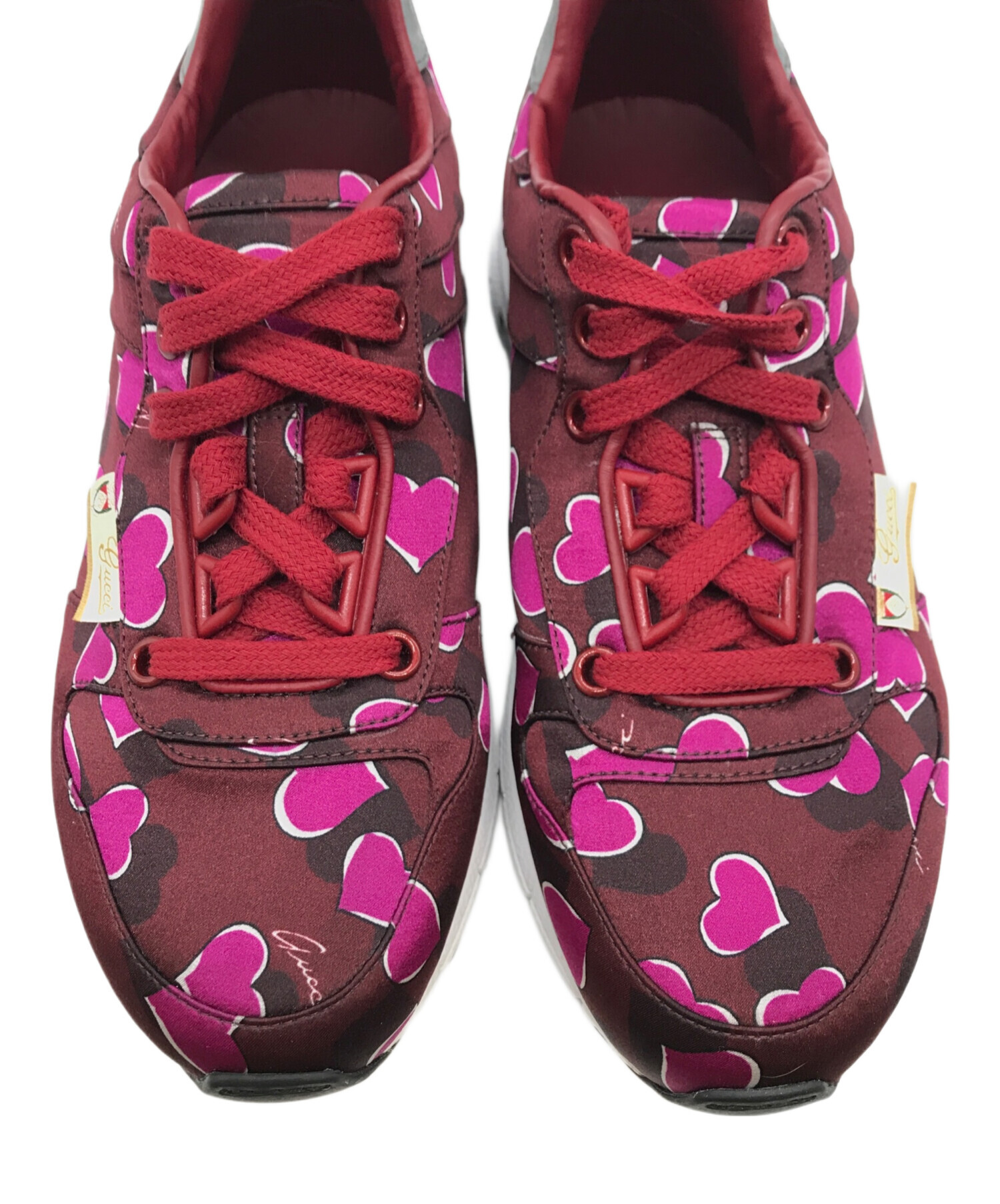 中古・古着通販】GUCCI (グッチ) ハート柄スニーカー ピンク サイズ:35 