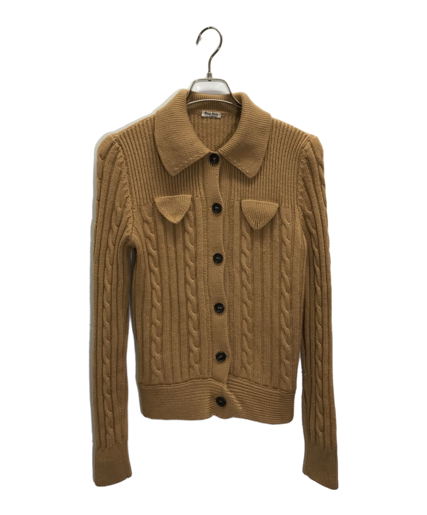 中古・古着通販】MIU MIU (ミュウミュウ) ニットジャケット ブラウン 