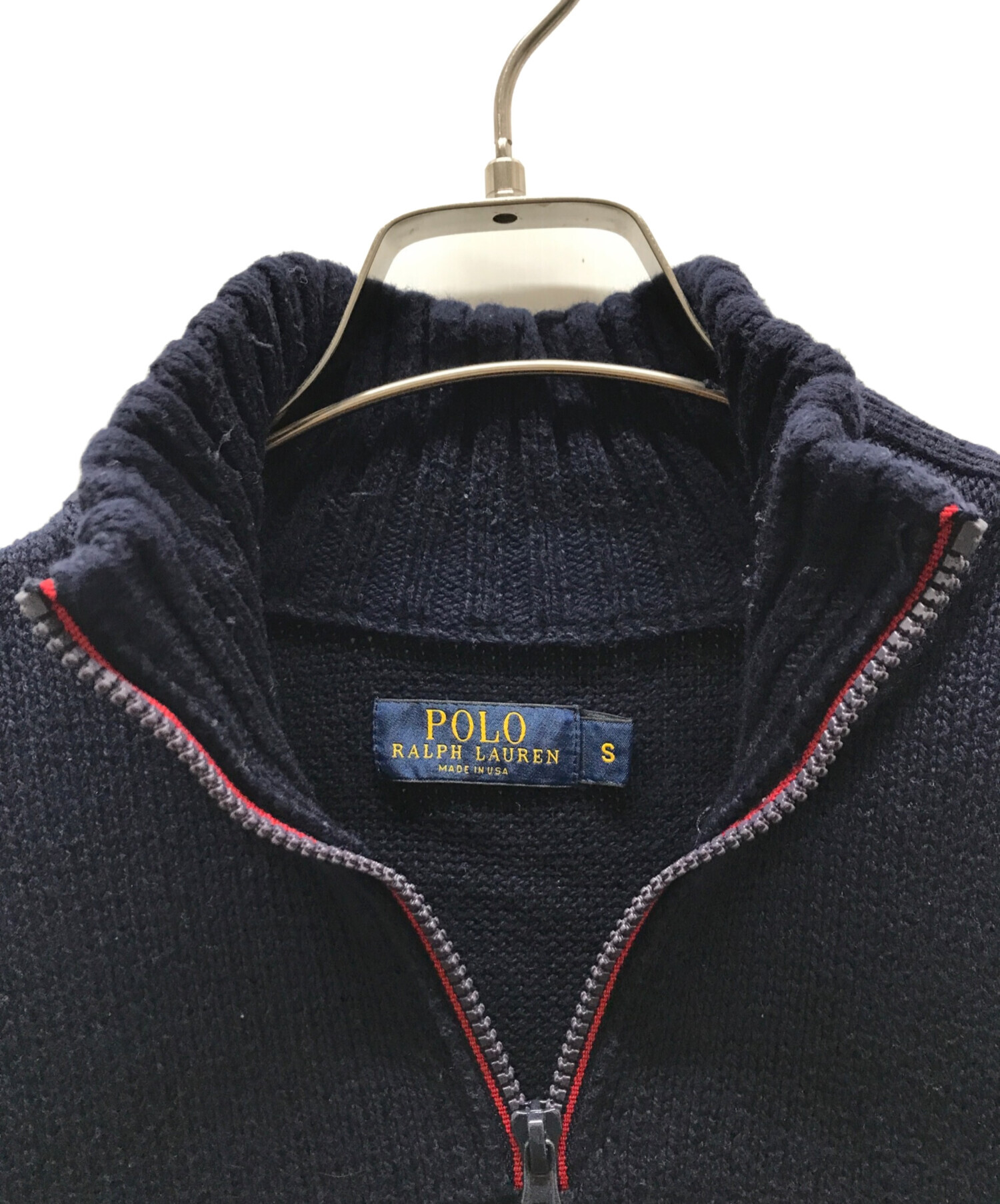 ラルフローレン ニット 星条旗 ハイネック ハーフジップ 