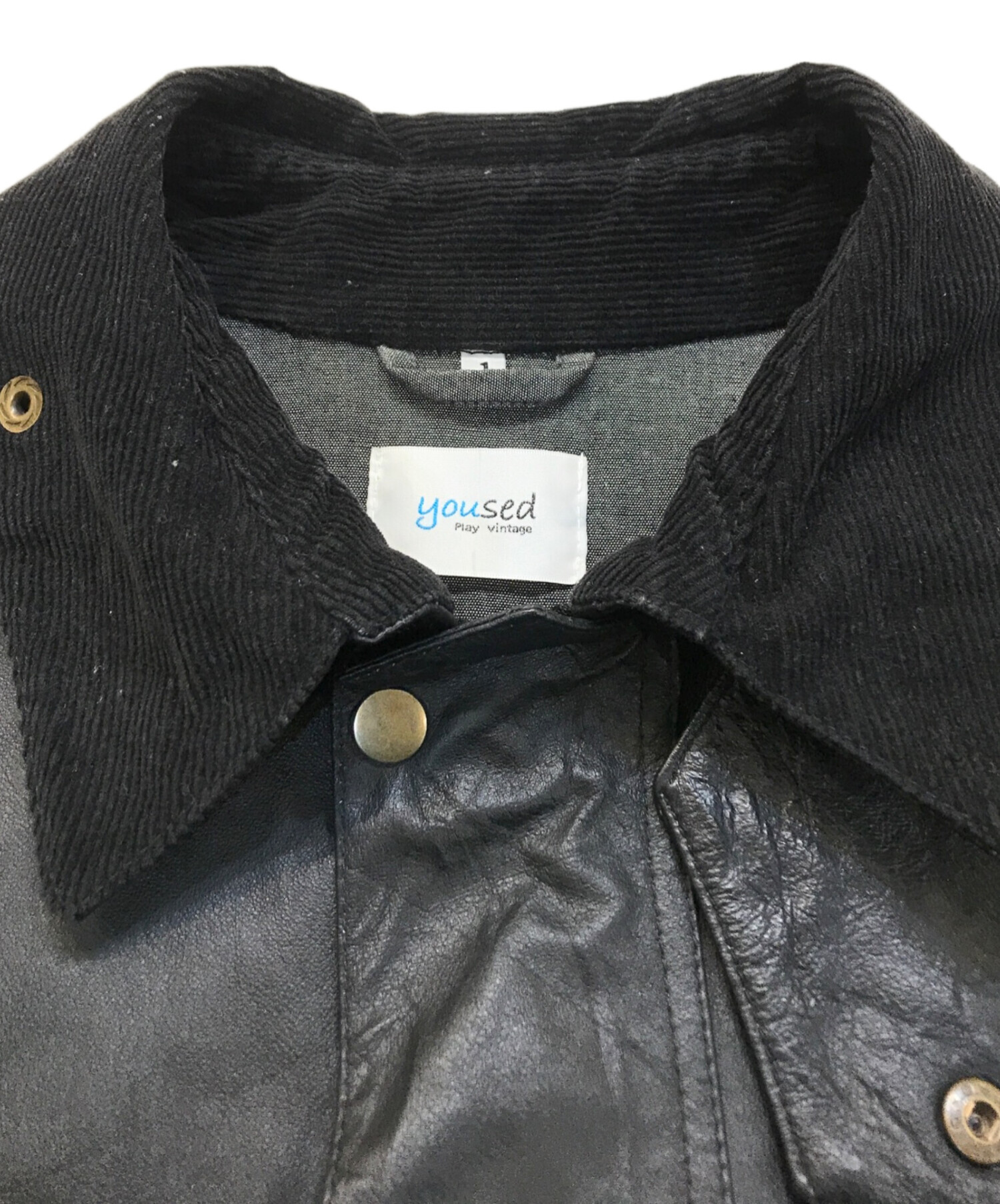 新品 yoused play vintage LEATHER jacket くりぬき L